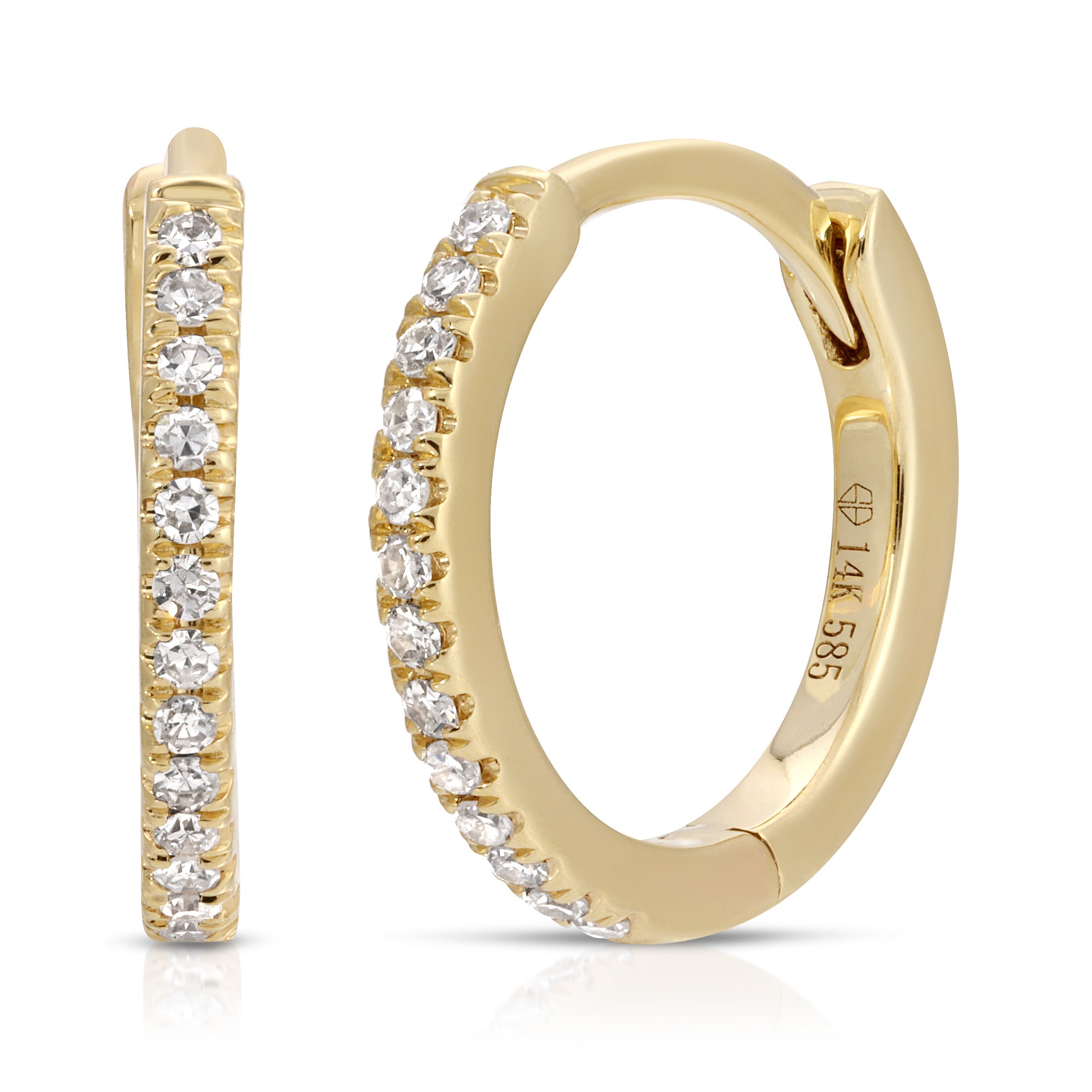 Classic Mini Continuous Diamond Huggies (11mm)-Earrings-Mama Bijoux-[14kgold]-[diamonds]-[heirloom_quality]-MamaBijoux