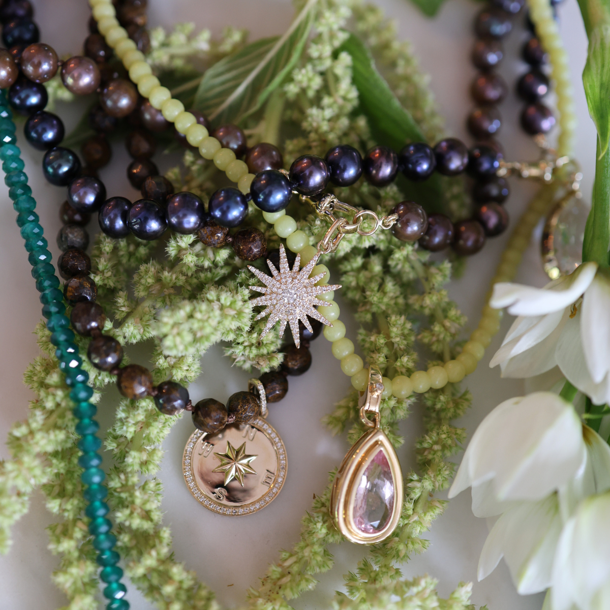 Classique Chocolate Brown Beaded Pearl Necklace-Necklaces-Mama Bijoux