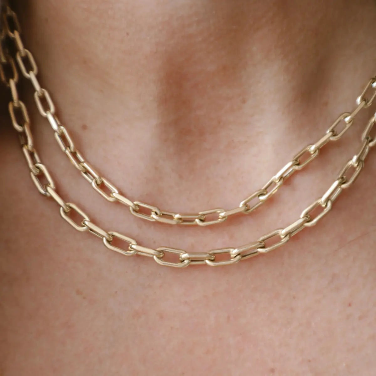 Classique Italian Open Link Chain Necklace Mama Bijoux Fine Jewelry 14k yellow gold 