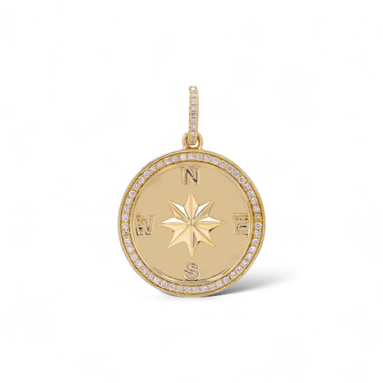 Compass Medallion Pendant-Charms & Pendants-Mama Bijoux-[14kgold]-[diamonds]-[heirloom_quality]-MamaBijoux