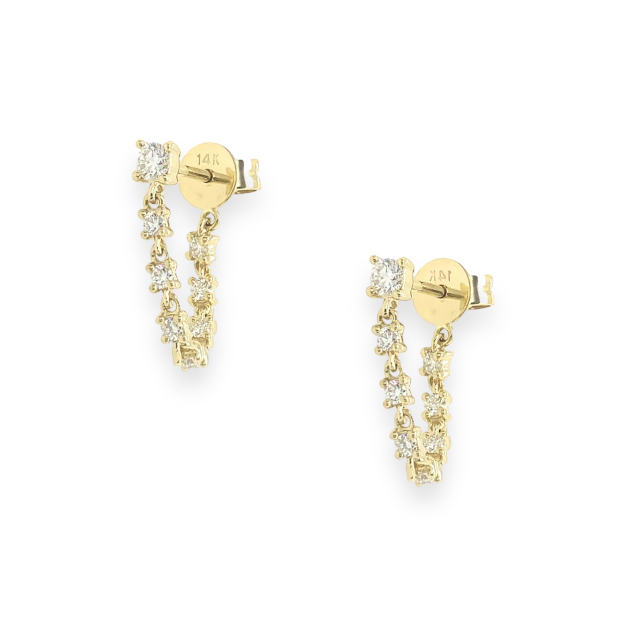 Cool Mom Diamond Chain Earrings-Earrings-Mama Bijoux-[14kgold]-[diamonds]-[heirloom_quality]-MamaBijoux