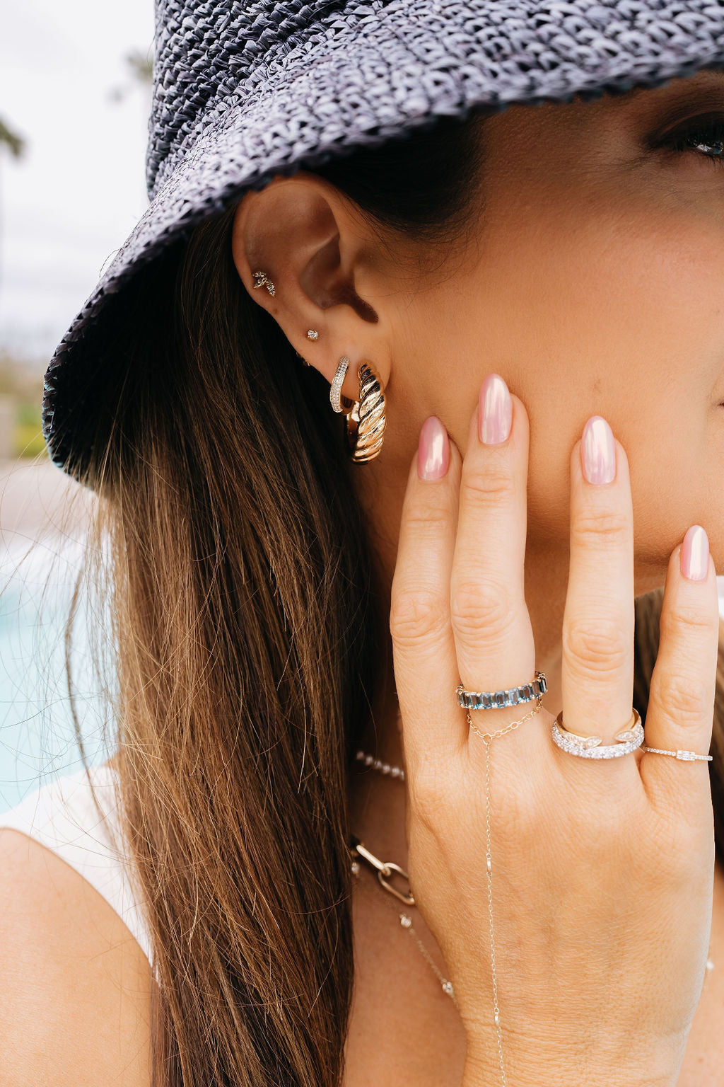 Croissant Open Hoop Stud Earrings-Mama Bijoux-[14kgold]-[diamonds]-[heirloom_quality]-MamaBijoux