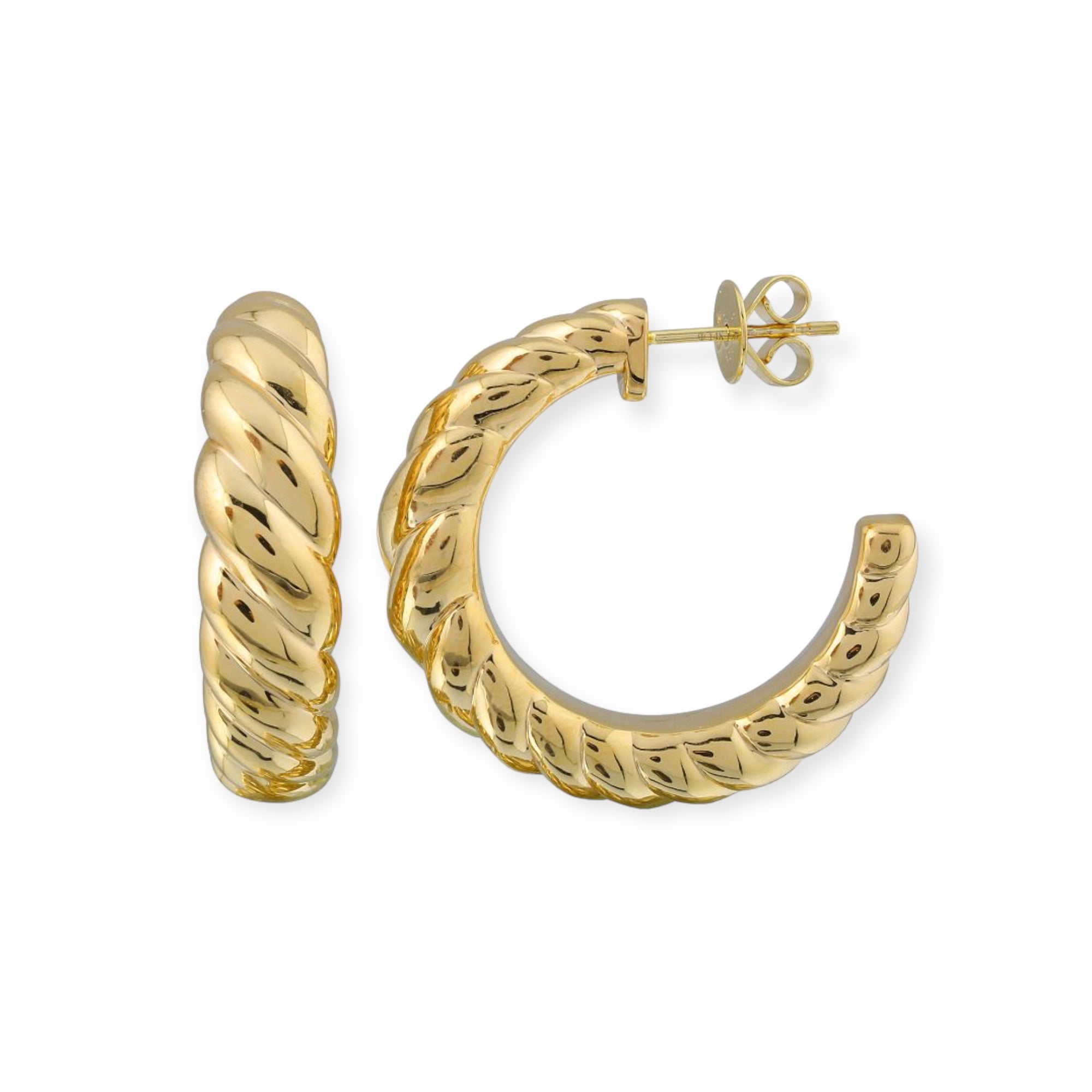 Croissant Open Hoop Stud Earrings-Mama Bijoux-[14kgold]-[diamonds]-[heirloom_quality]-MamaBijoux