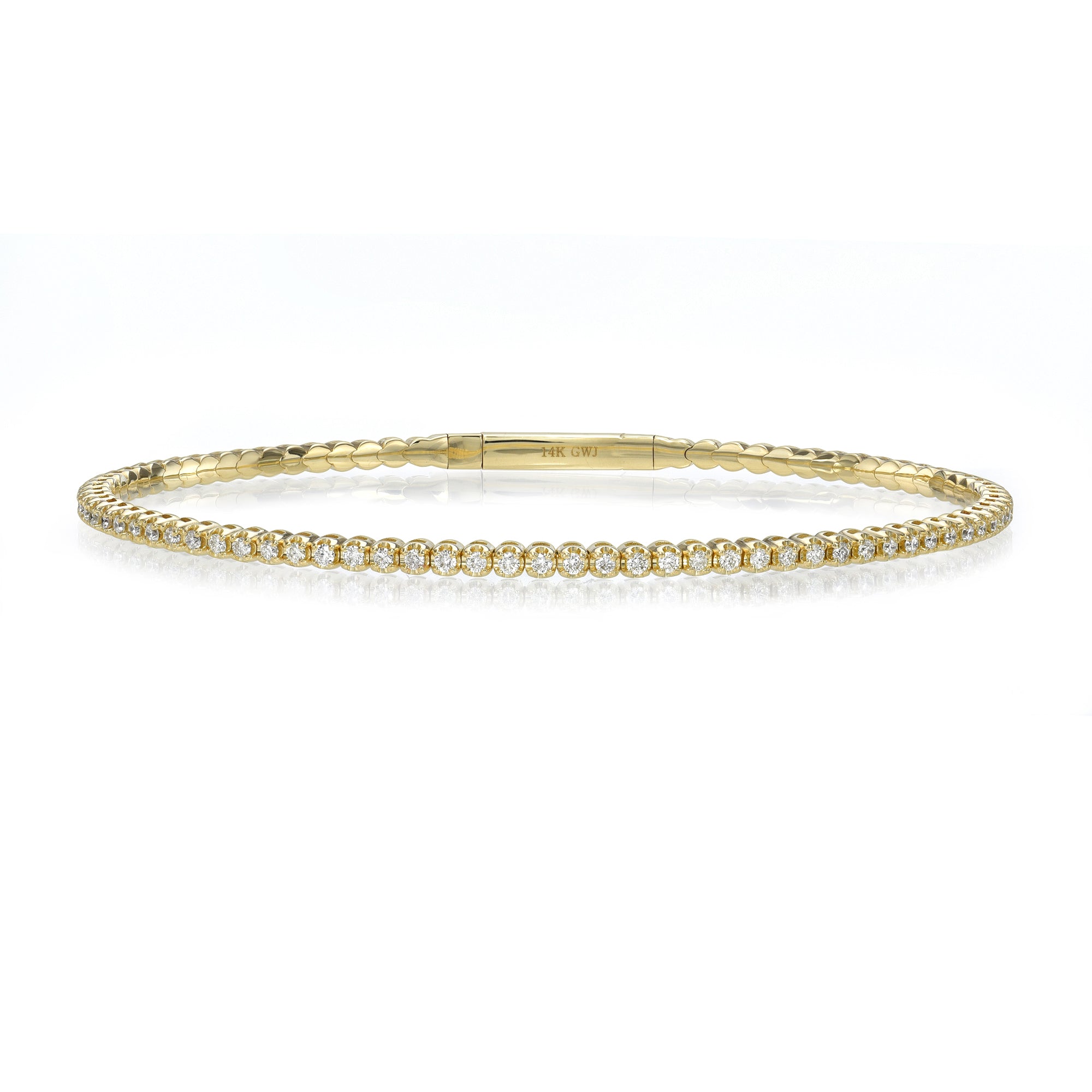 Crown Set Diamond Flexible Bangle-Bracelets-ShopMamaBijoux-[14kgold]-[diamonds]-[heirloom_quality]-MamaBijoux