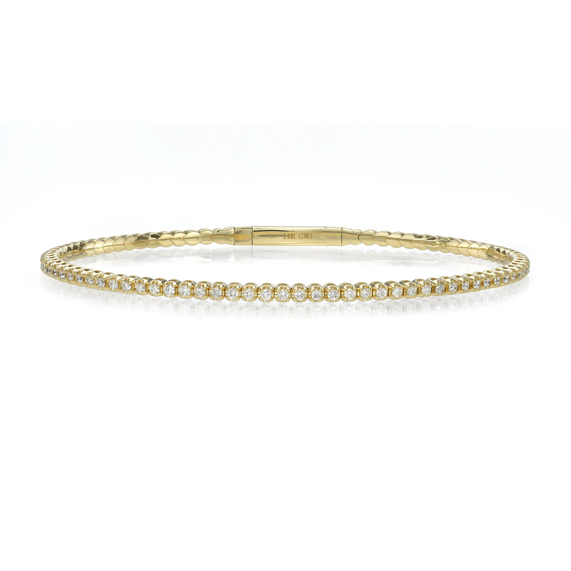Crown Set Diamond Flexible Bangle-Bracelets-ShopMamaBijoux-[14kgold]-[diamonds]-[heirloom_quality]-MamaBijoux