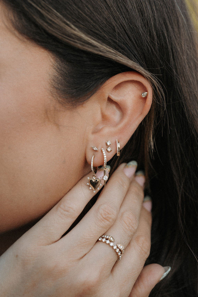 Bezeled Marquise Diamond Stud Earrings