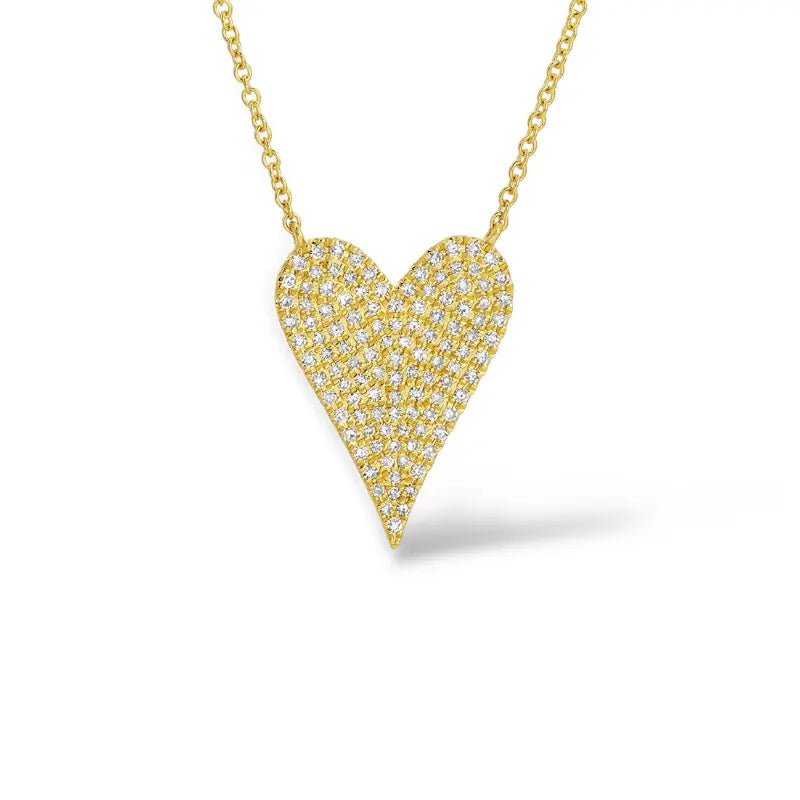  Dagger Diamond Heart Necklace 14k Yellow Gold Mama Bijoux Fine Jewelry 