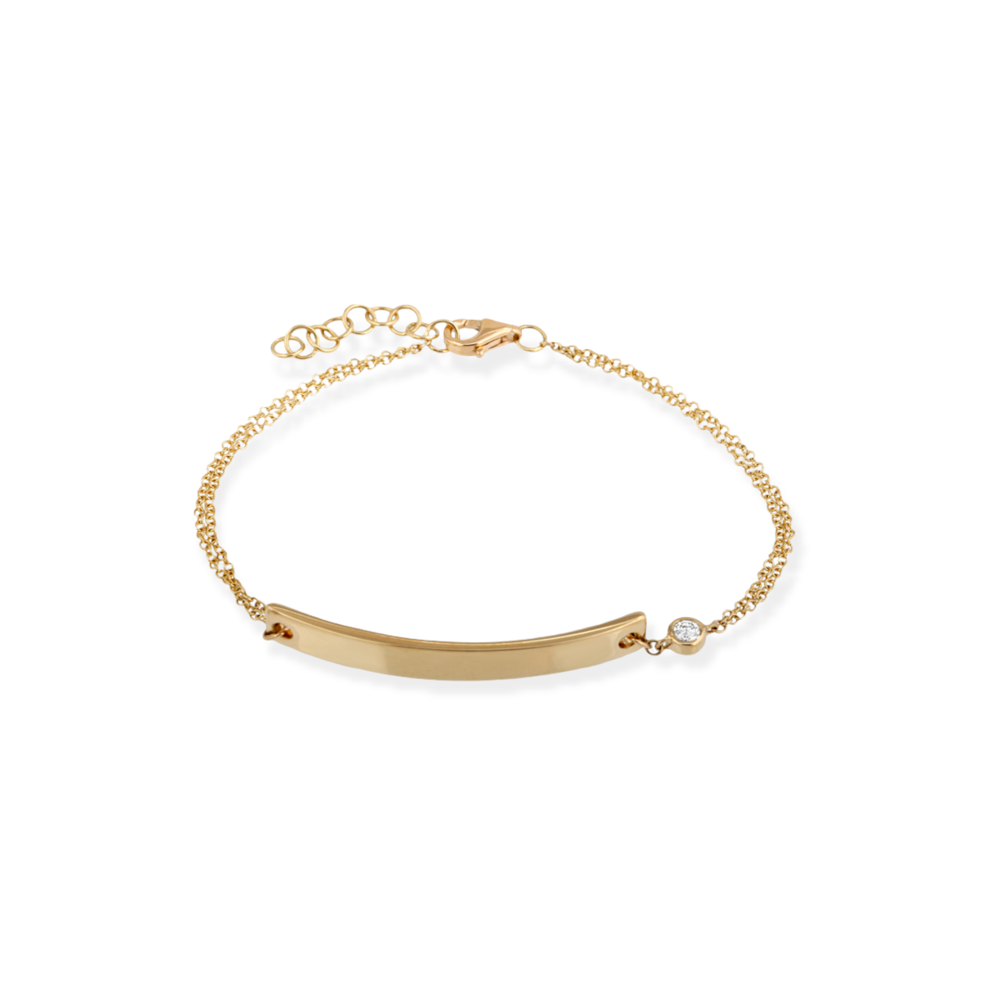 Dainty 14k Gold & Diamond Bezel ID Bracelet-Bracelets-Mama Bijoux-[14kgold]-[diamonds]-[heirloom_quality]-MamaBijoux