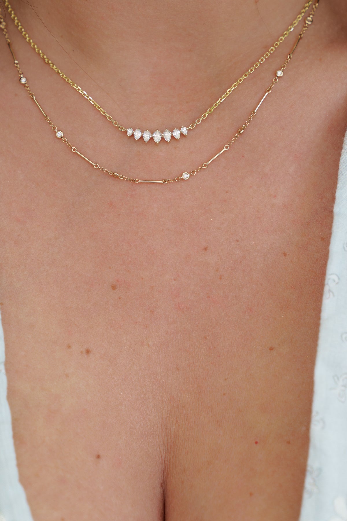 Dainty Diamonds by the Yard and Gold Bar Necklace-Necklaces-Mama Bijoux-[14kgold]-[diamonds]-[heirloom_quality]-MamaBijoux