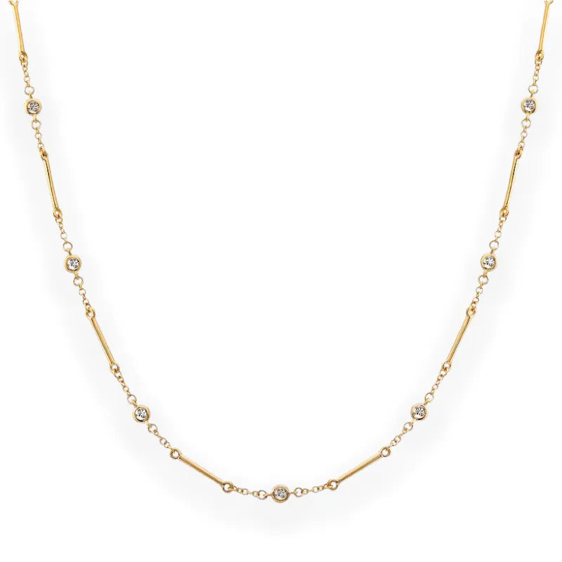 Dainty Diamonds by the Yard and Gold Bar Necklace-Necklaces-Mama Bijoux-[14kgold]-[diamonds]-[heirloom_quality]-MamaBijoux