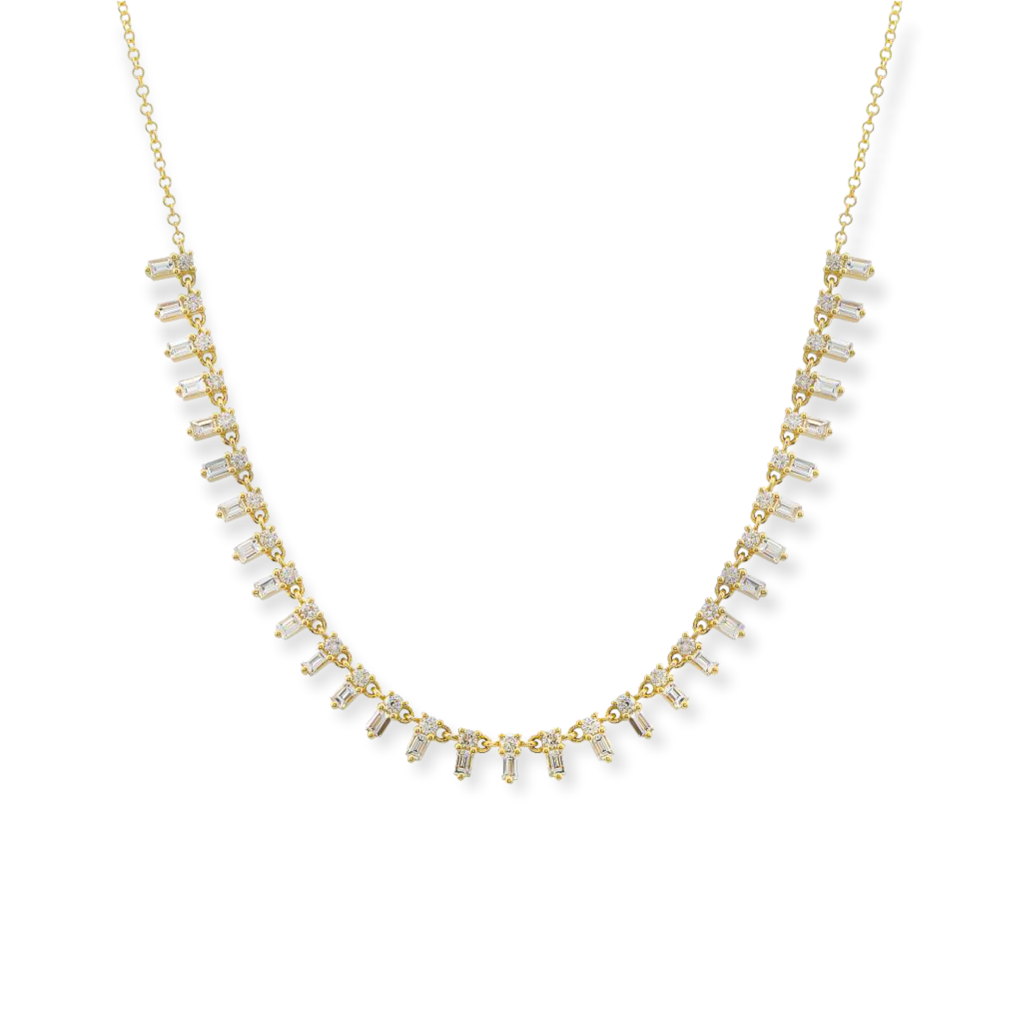 Dazzling Baguettes Diamond Necklace-Necklaces-Mama Bijoux-[14kgold]-[diamonds]-[heirloom_quality]-MamaBijoux