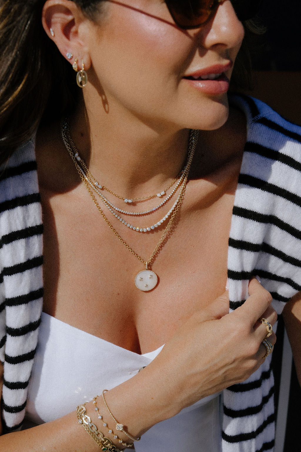 Diamond Bezel Multi Shape Station Necklace-Necklaces-Mama Bijoux-[14kgold]-[diamonds]-[heirloom_quality]-MamaBijoux