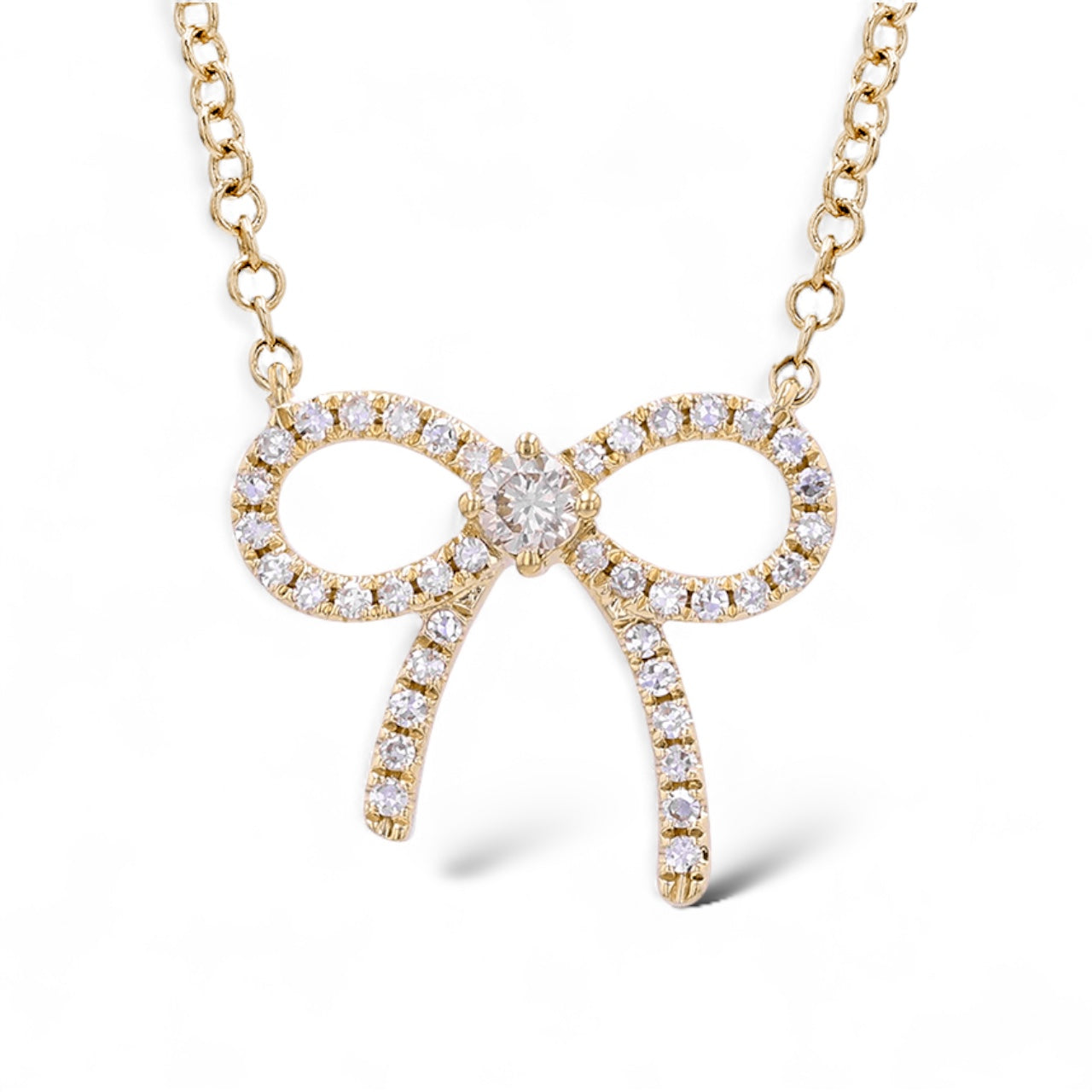 Diamond Bow Necklace-Necklaces-Mama Bijoux-[14kgold]-[diamonds]-[heirloom_quality]-MamaBijoux