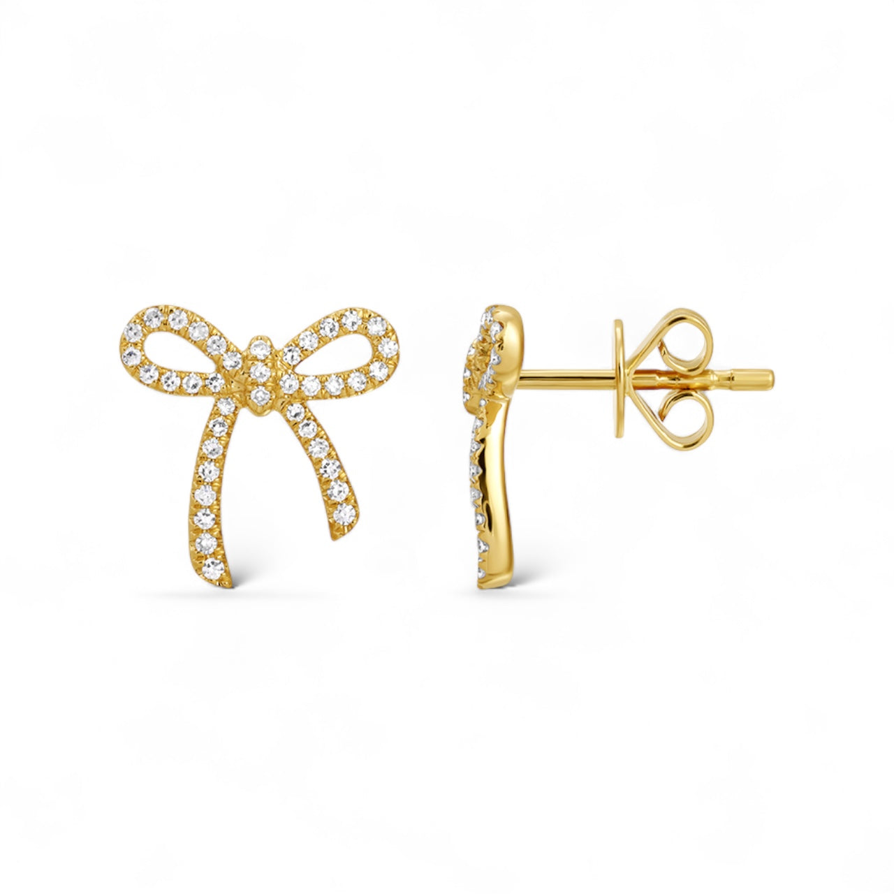 Diamond Bow Studs-Earrings-Mama Bijoux-[14kgold]-[diamonds]-[heirloom_quality]-MamaBijoux