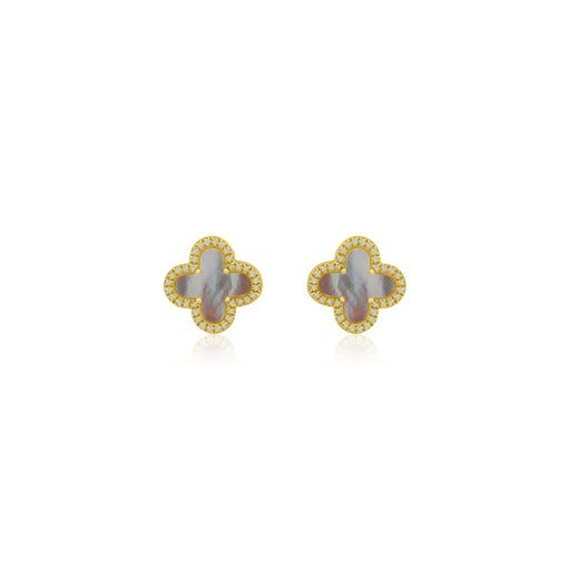 Diamond Clover Mother of Pearl Studs-Earrings-Mama Bijoux-[14kgold]-[diamonds]-[heirloom_quality]-MamaBijoux