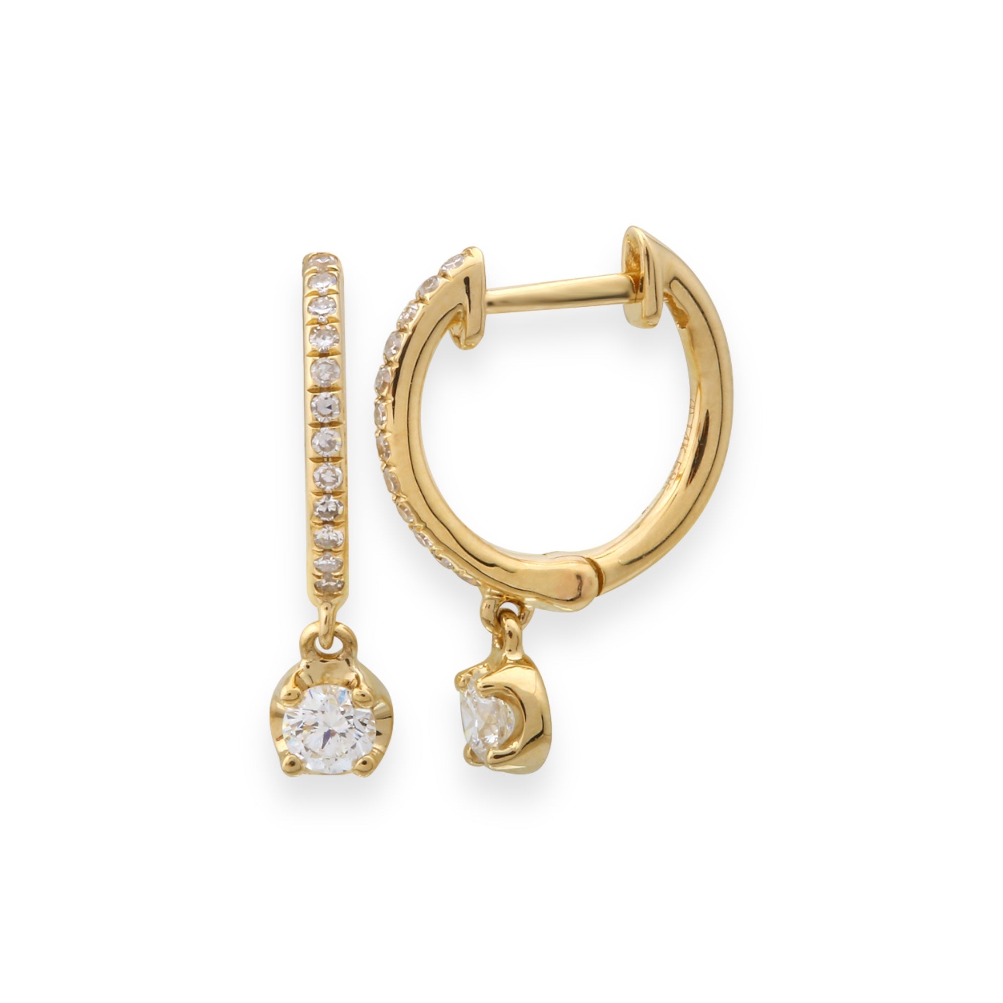 Diamond Drop Classic Huggies-Earrings-Mama Bijoux-[14kgold]-[diamonds]-[heirloom_quality]-MamaBijoux