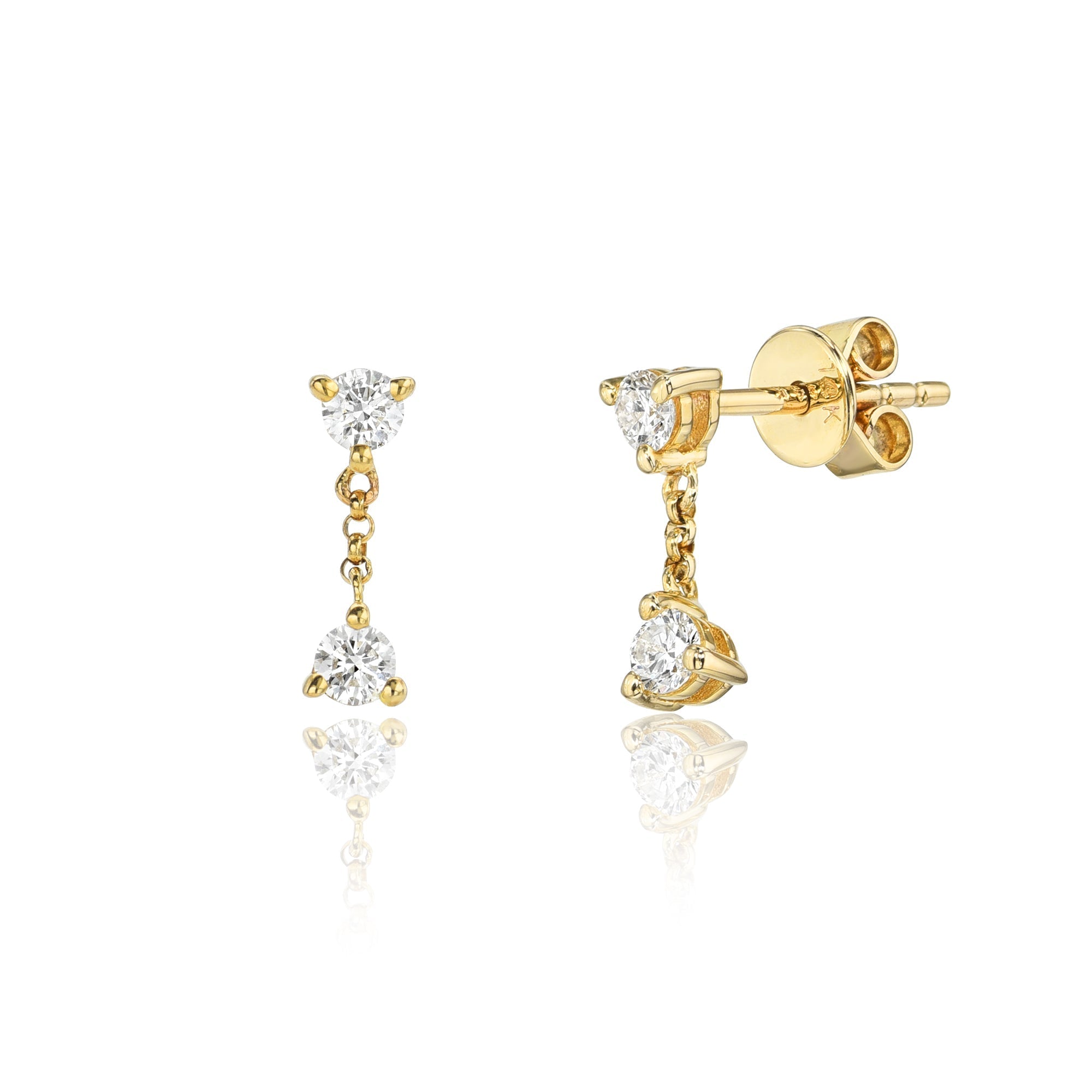 Diamond Drop Studs-Earrings-Mama Bijoux-[14kgold]-[diamonds]-[heirloom_quality]-MamaBijoux