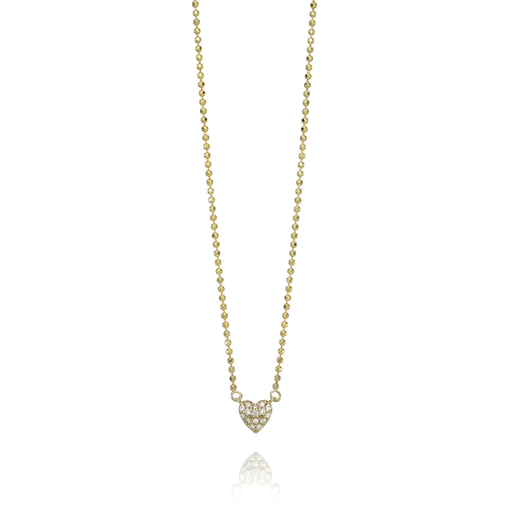 Diamond Heart Necklace (Babe Size)-Necklaces-Mama Bijoux-[14kgold]-[diamonds]-[heirloom_quality]-MamaBijoux