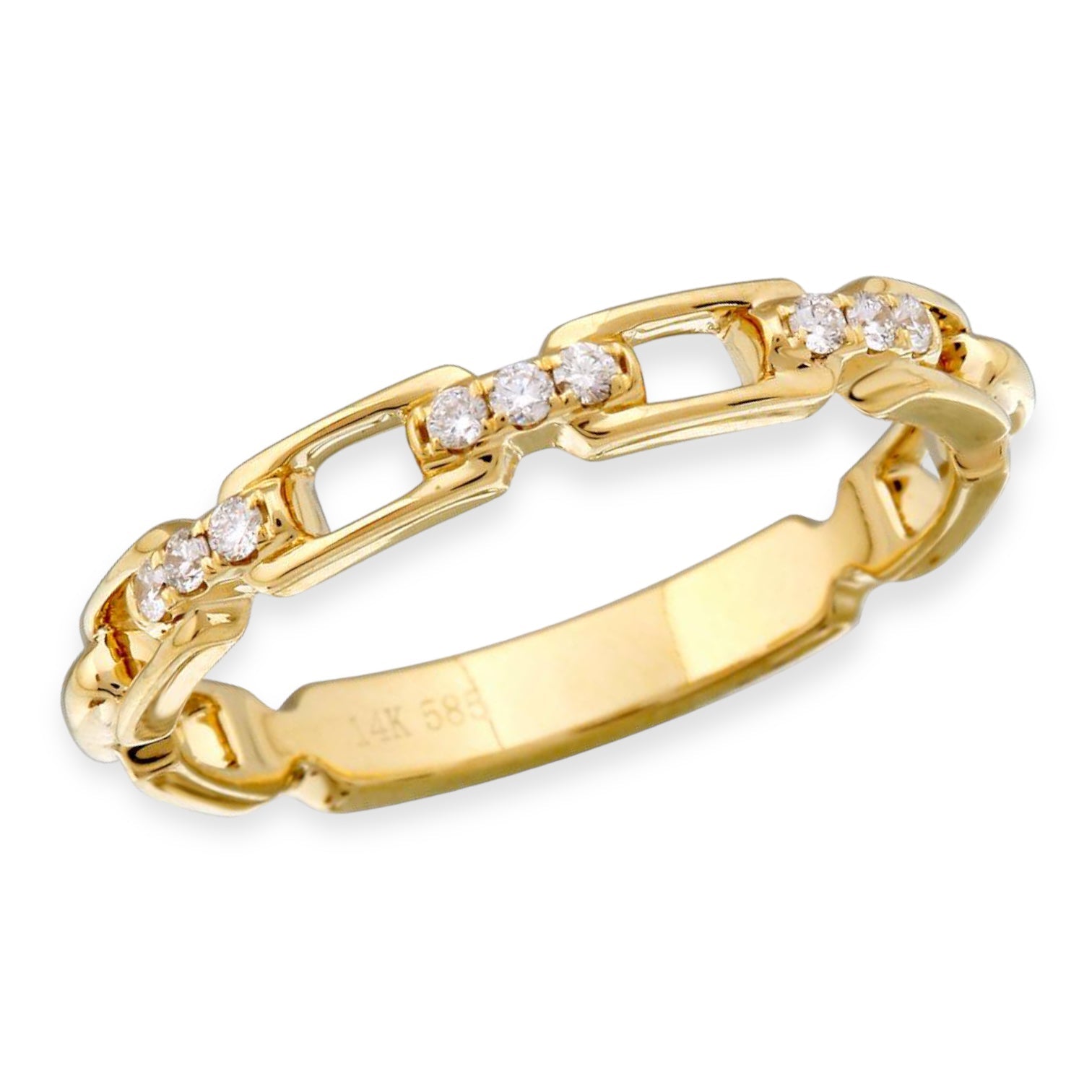 Diamond Link Stacking Ring-Rings-Mama Bijoux-[14kgold]-[diamonds]-[heirloom_quality]-MamaBijoux