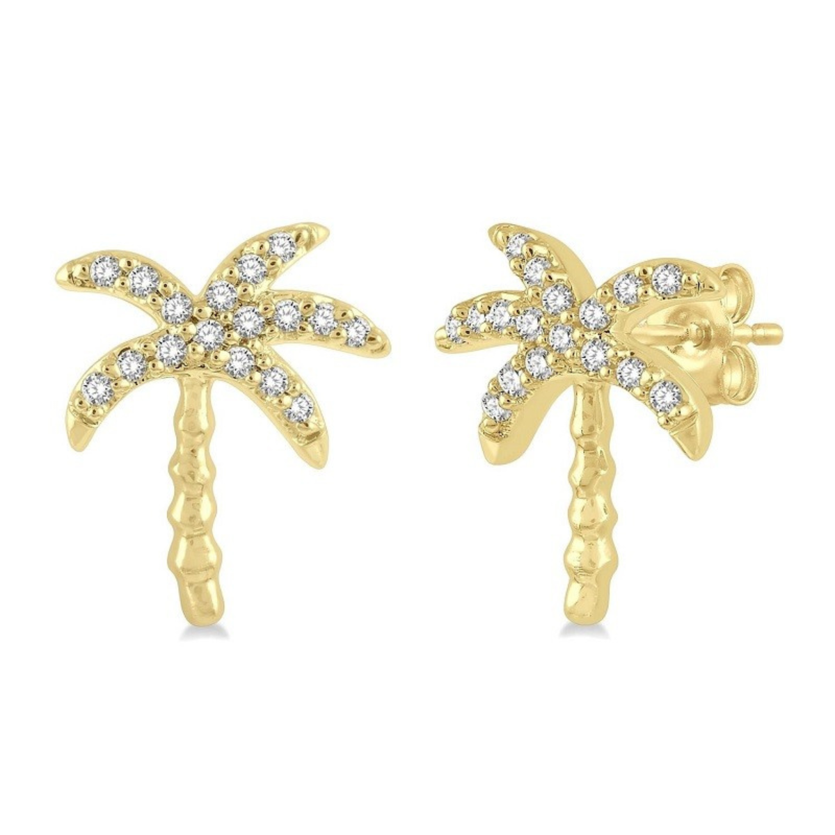 Diamond Palm Tree Studs-Earrings-Mama Bijoux-[14kgold]-[diamonds]-[heirloom_quality]-MamaBijoux