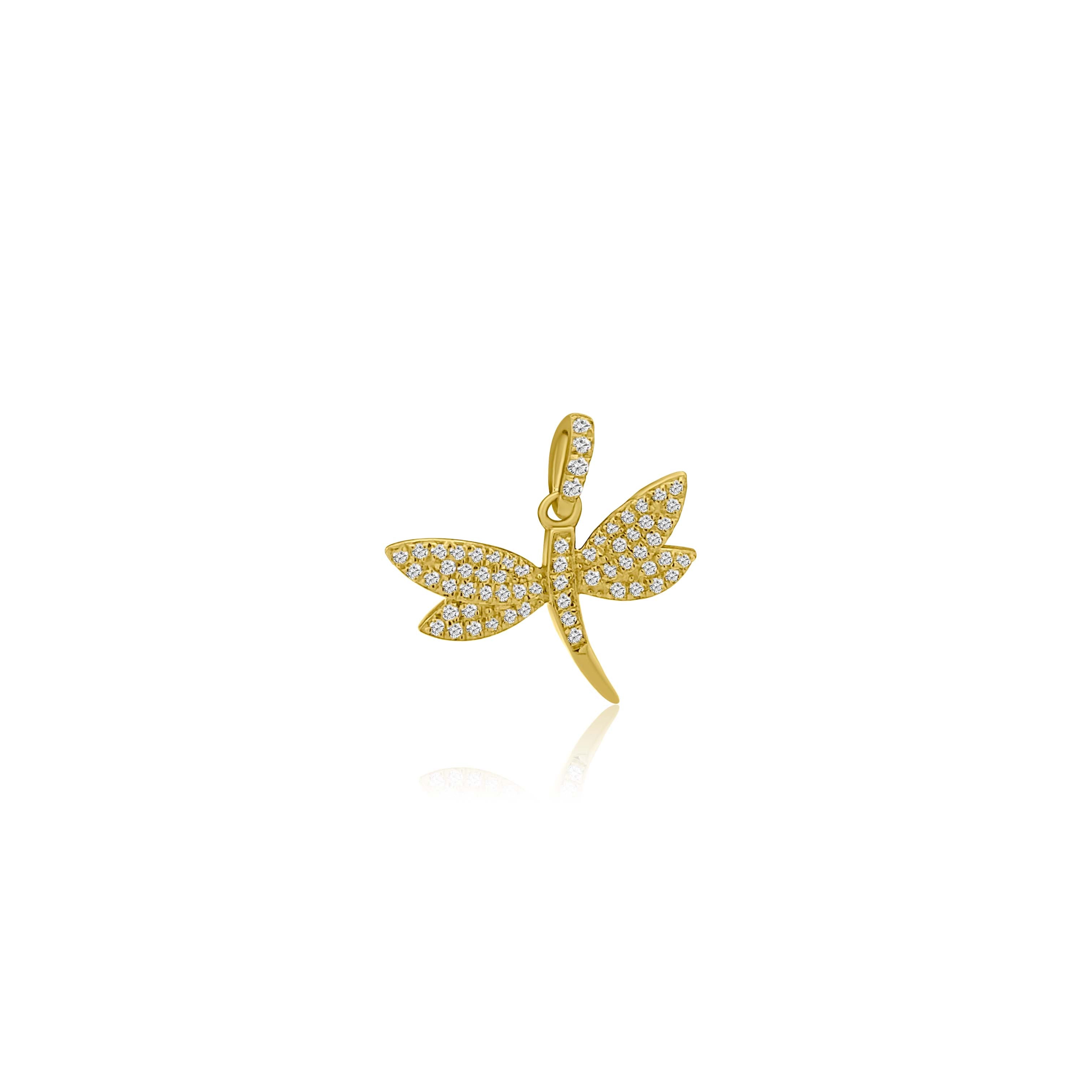 Diamond Pavé Dragonfly Charm-Charms & Pendants-Mama Bijoux-[14kgold]-[diamonds]-[heirloom_quality]-MamaBijoux