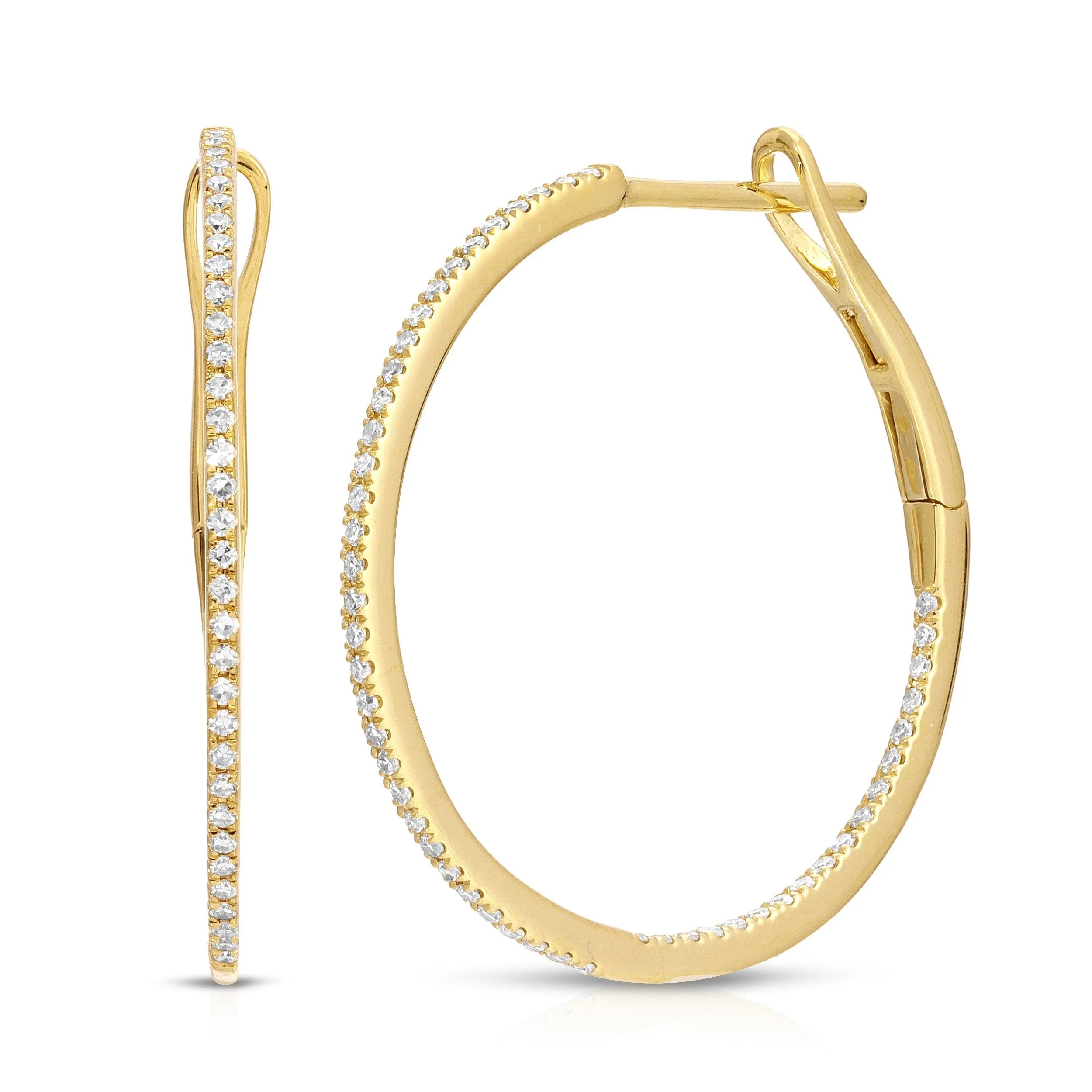Diamond Pavé Hoops (25mm)-Earrings-Mama Bijoux-[14kgold]-[diamonds]-[heirloom_quality]-MamaBijoux