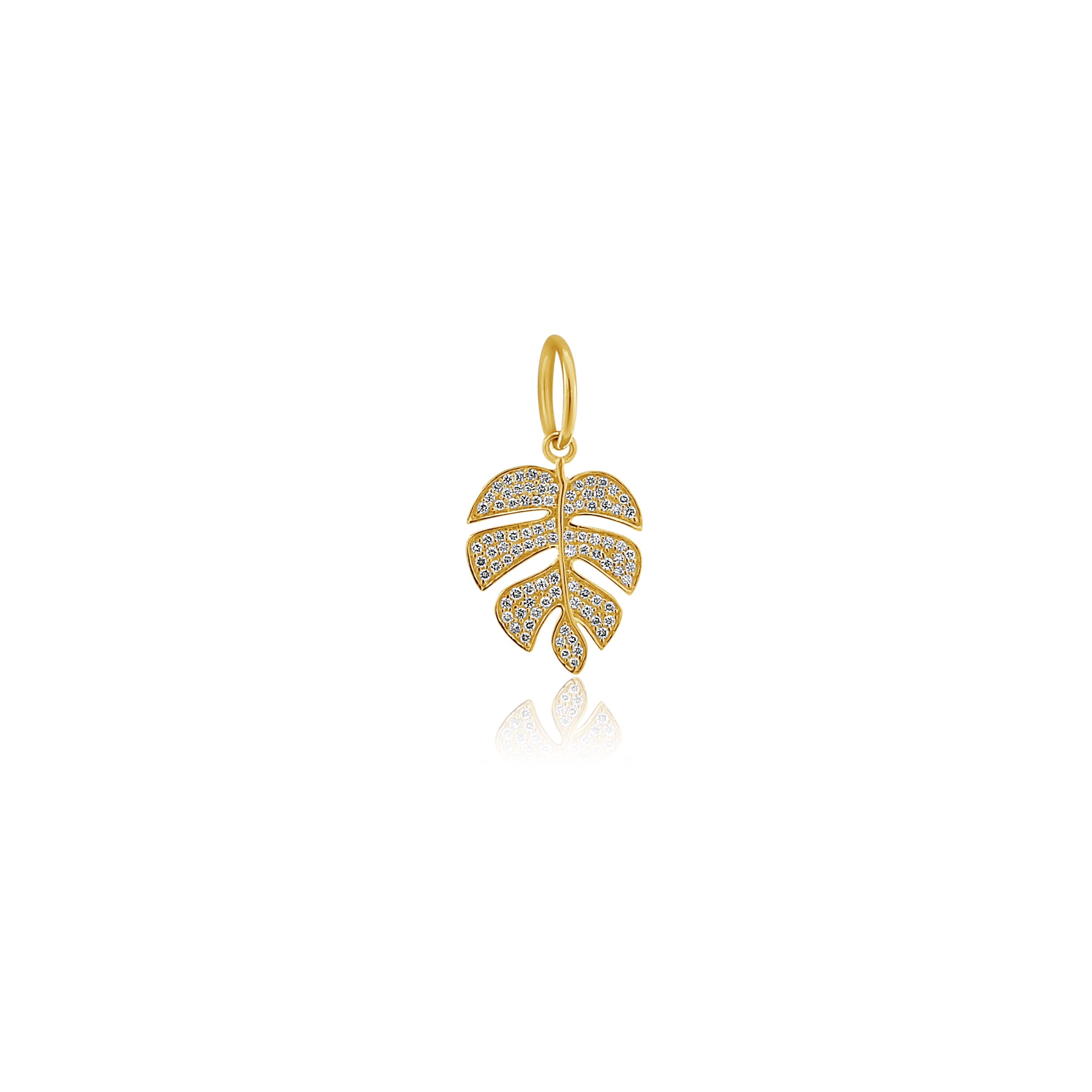 Diamond Pavé Palm Leaf Charm-Charms & Pendants-Mama Bijoux-[14kgold]-[diamonds]-[heirloom_quality]-MamaBijoux