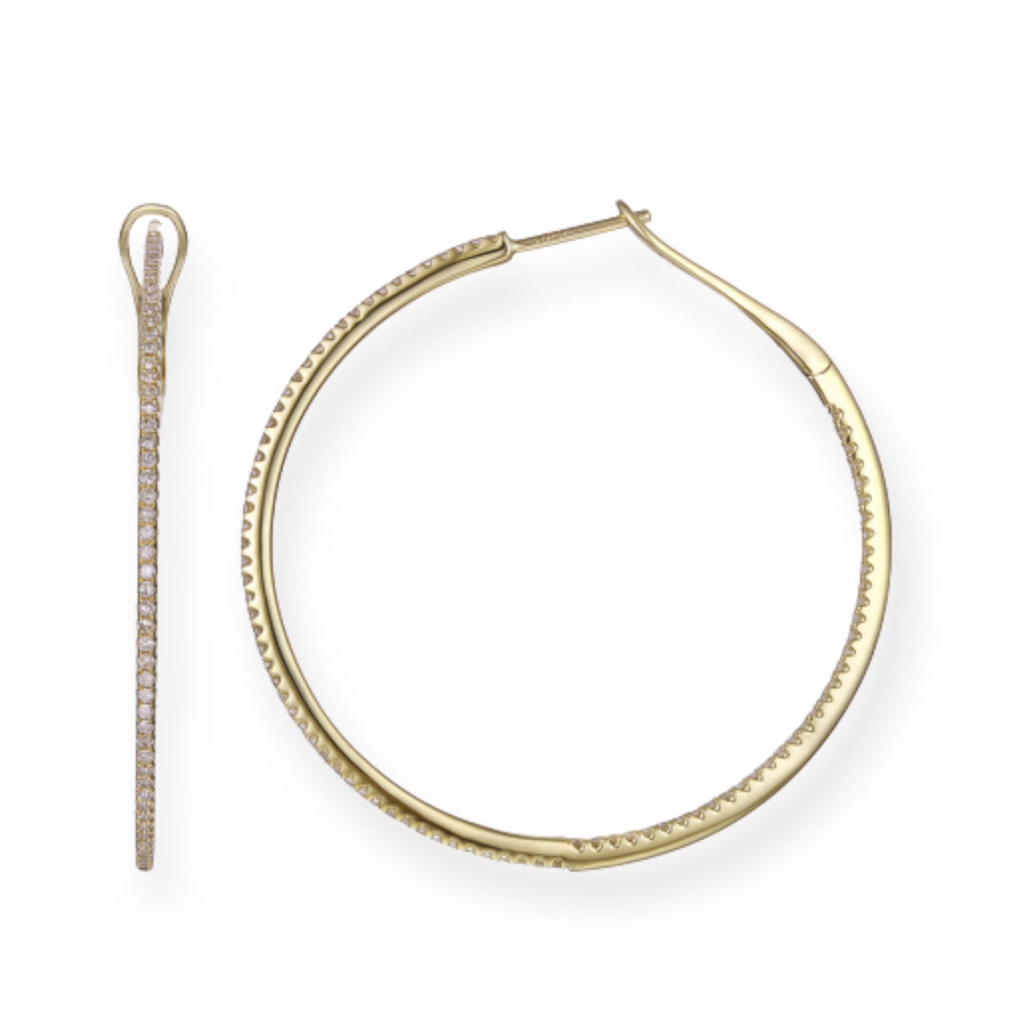 Diamond Pavé Skinny Hoops (1.5 inch diameter)-Earrings-Mama Bijoux-[14kgold]-[diamonds]-[heirloom_quality]-MamaBijoux