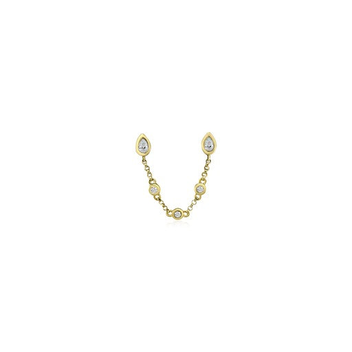 Diamond Pear Chain Studs (Sold as Singles)-Earrings-Mama Bijoux-[14kgold]-[diamonds]-[heirloom_quality]-MamaBijoux