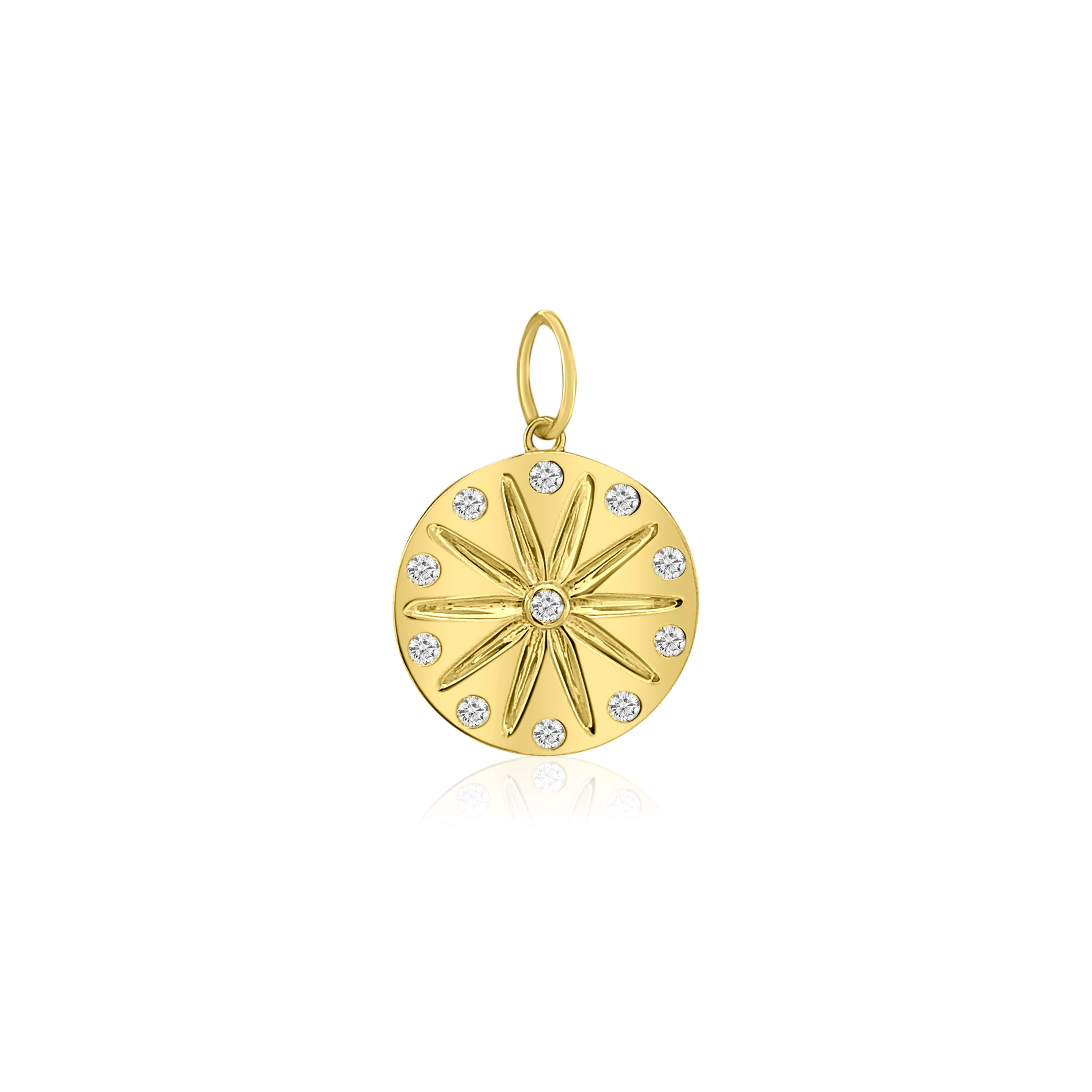 Diamond Sand Dollar Pendant-Charms & Pendants-Mama Bijoux-[14kgold]-[diamonds]-[heirloom_quality]-MamaBijoux