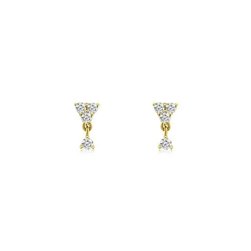 Diamond Trio Drop Stud-Earrings-Mama Bijoux-[14kgold]-[diamonds]-[heirloom_quality]-MamaBijoux