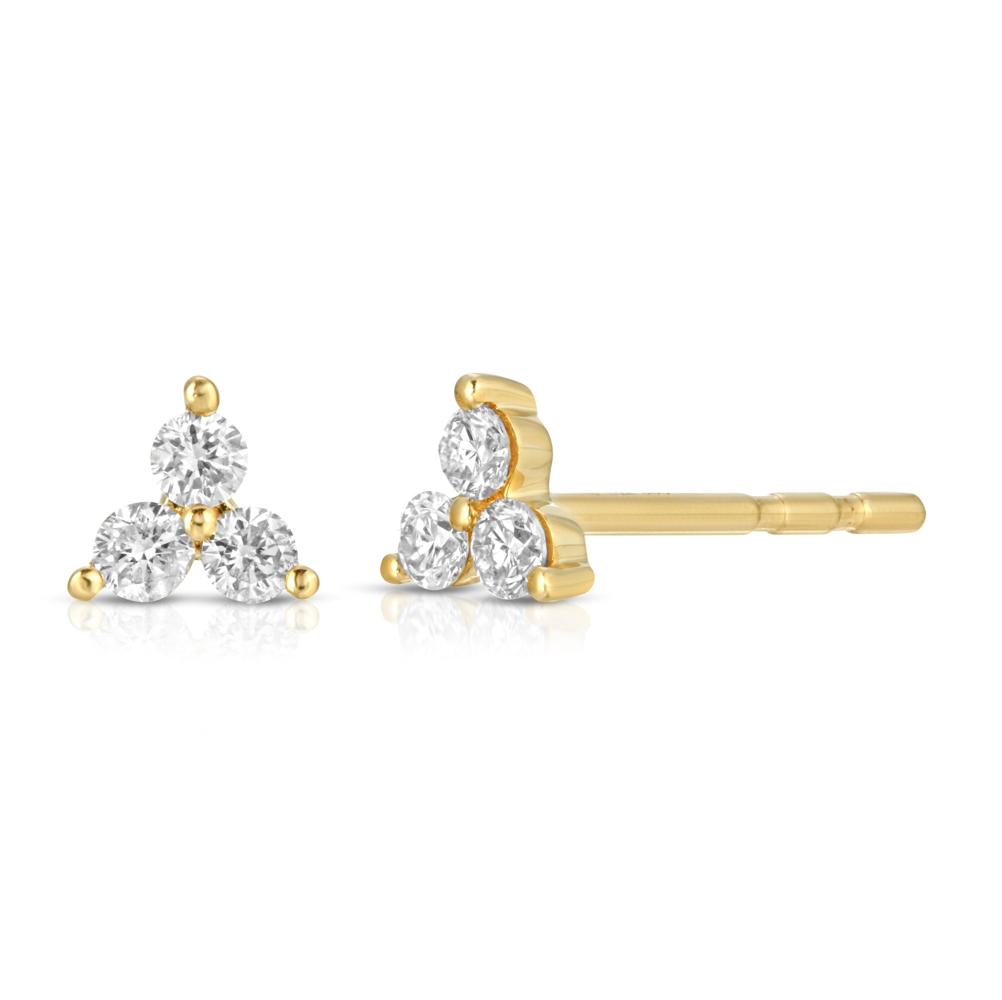 Diamond Trio Stud Earrings-Earrings-Mama Bijoux-[14kgold]-[diamonds]-[heirloom_quality]-MamaBijoux