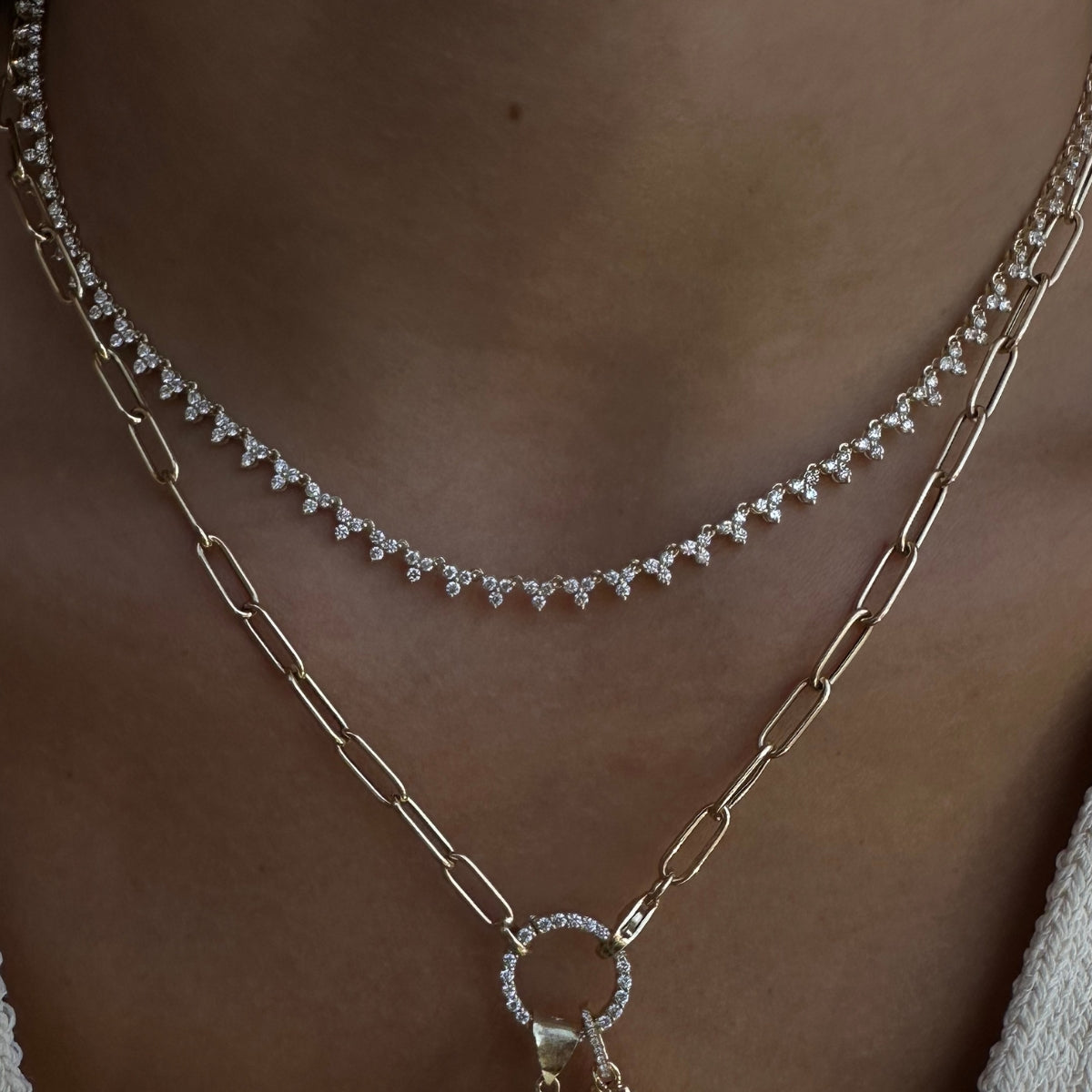 Diamond Trio Tennis Necklace (All The Way Around)-Necklaces-Mama Bijoux-[14kgold]-[diamonds]-[heirloom_quality]-MamaBijoux