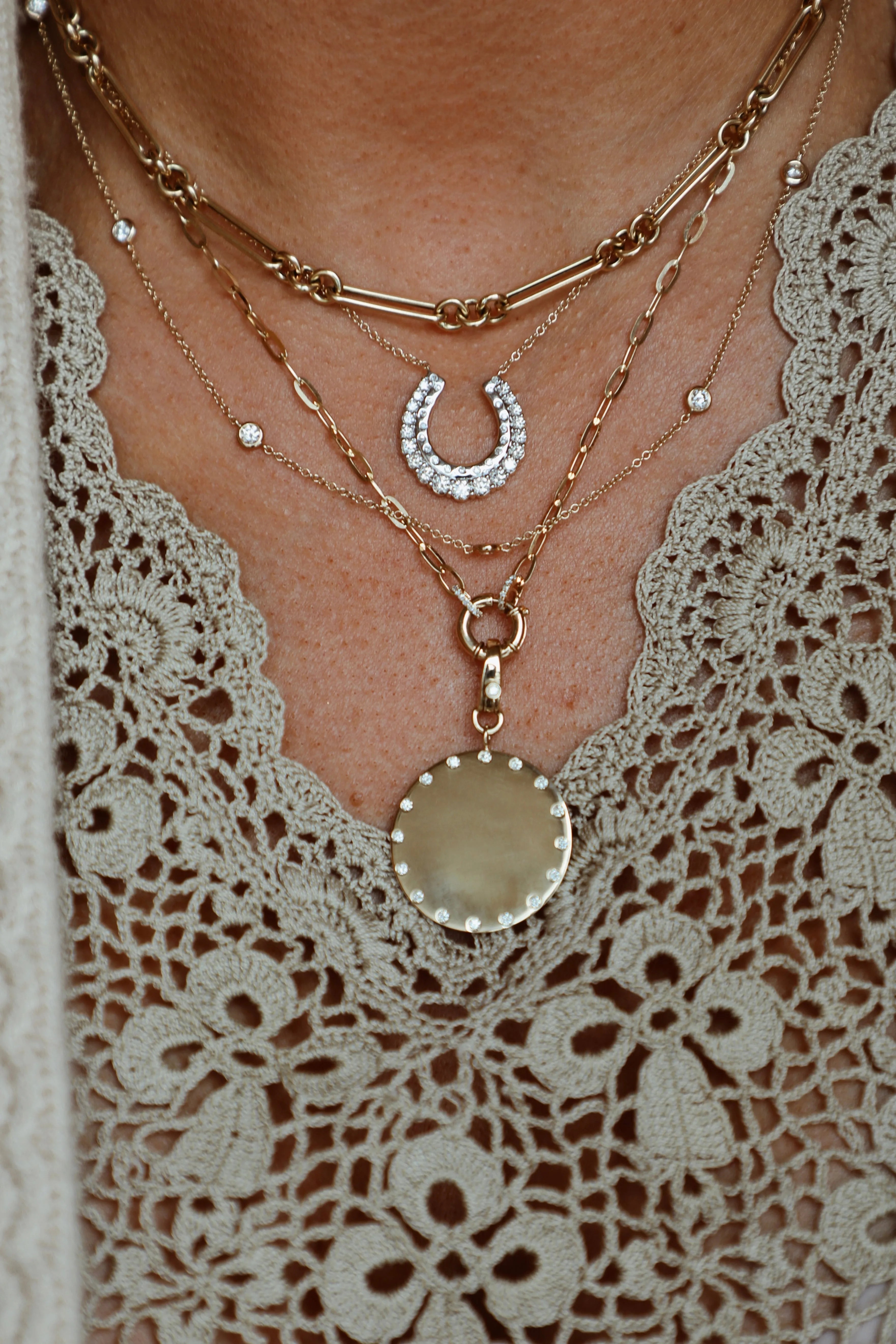 Diamond and Spring Clasp Chain Necklace-Necklaces-Mama Bijoux-[14kgold]-[diamonds]-[heirloom_quality]-MamaBijoux
