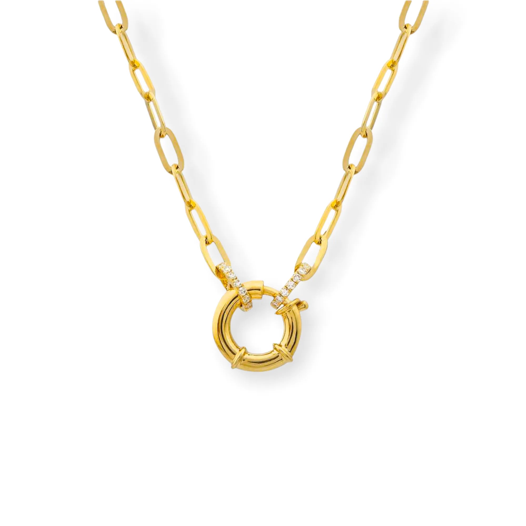 Diamond and Spring Clasp Chain Necklace-Necklaces-Mama Bijoux-[14kgold]-[diamonds]-[heirloom_quality]-MamaBijoux