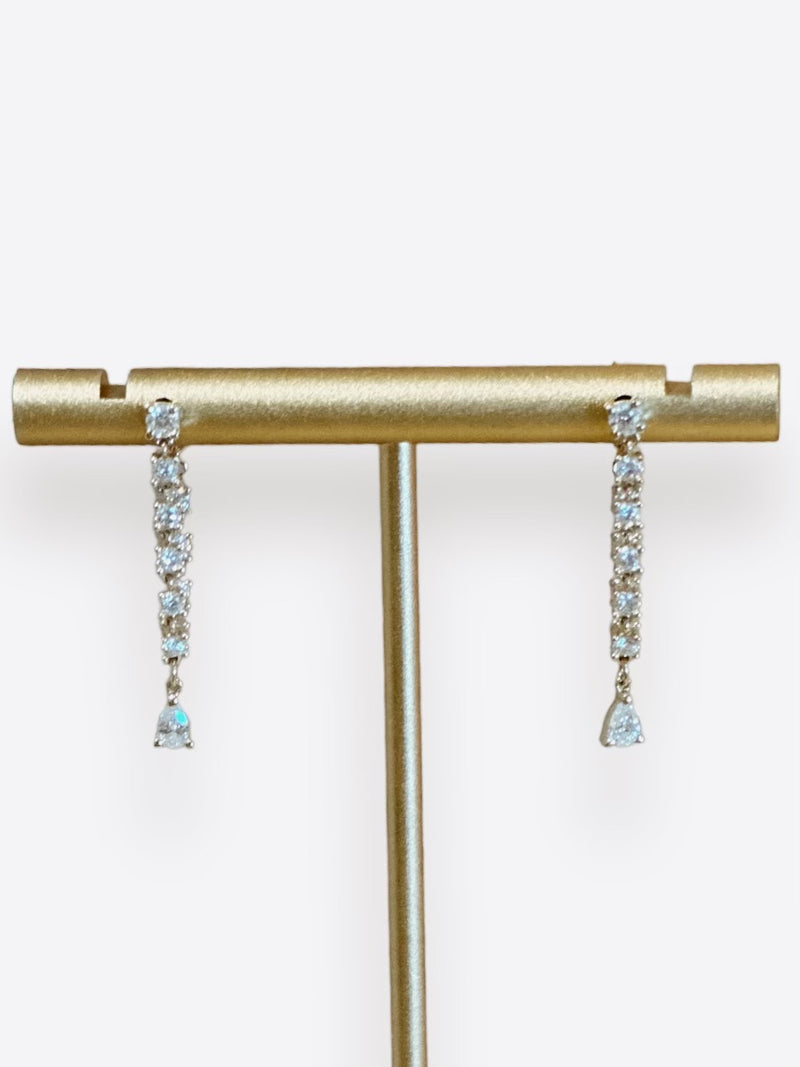 Diamond Chain Pear Drop Earrings