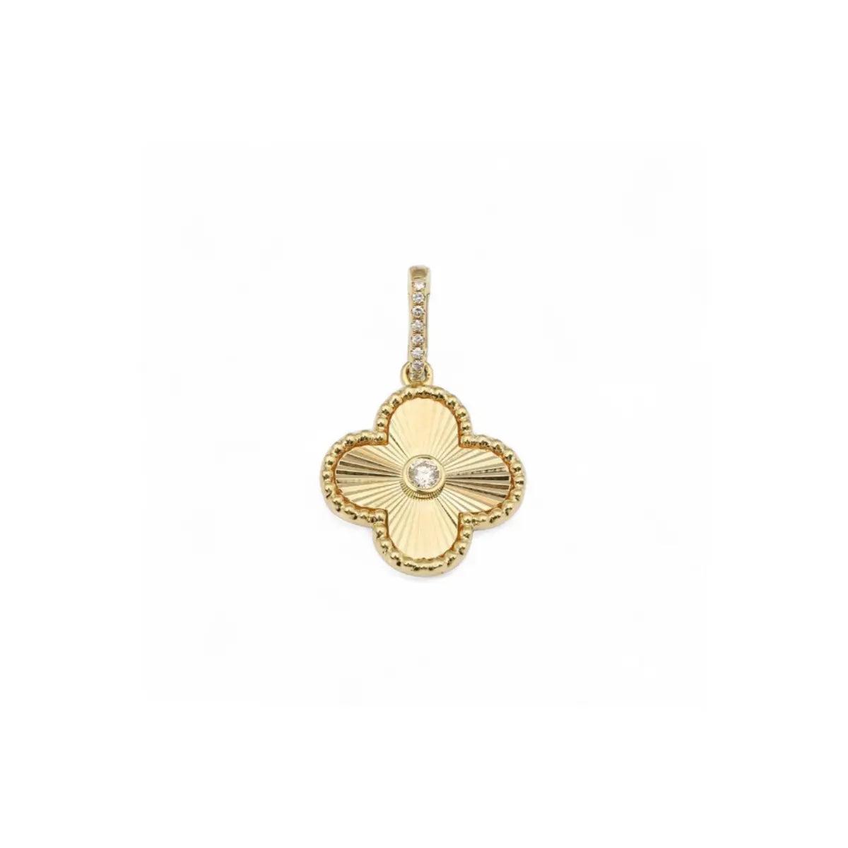 Diamond Clover Charm Mama Bijoux Fine Jewelry 14k yellow gold natural diamond 