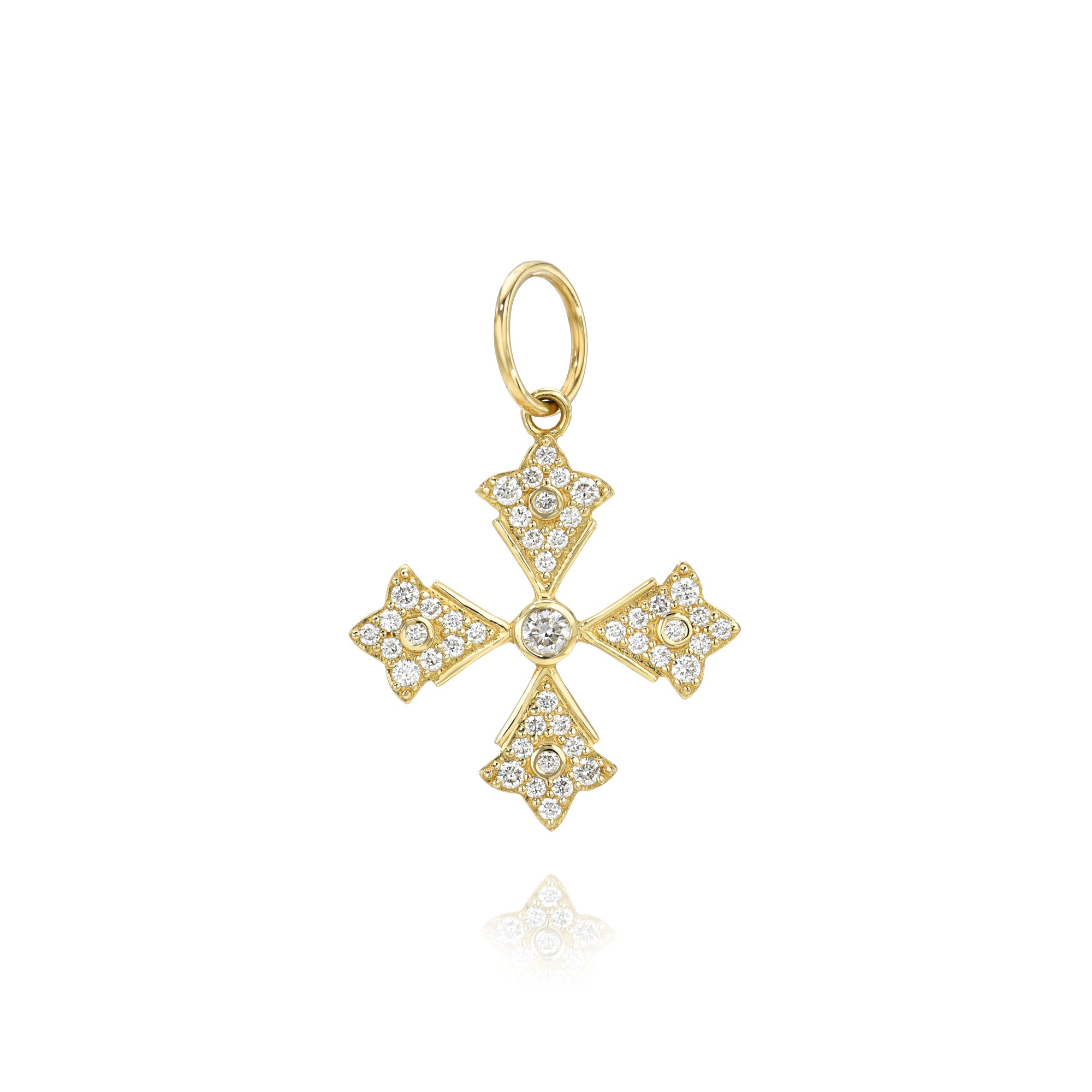 mama bijoux fine jewelry diamond Italian cross charm 14k yellow gold 