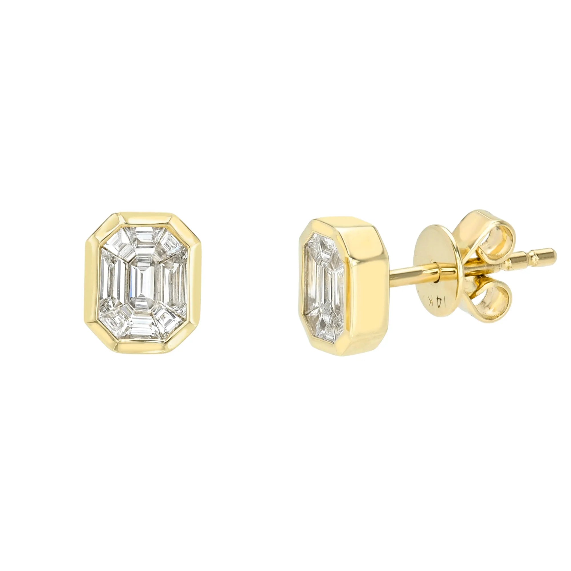 Diamond Mosaic Bezeled Studs-Mama Bijoux