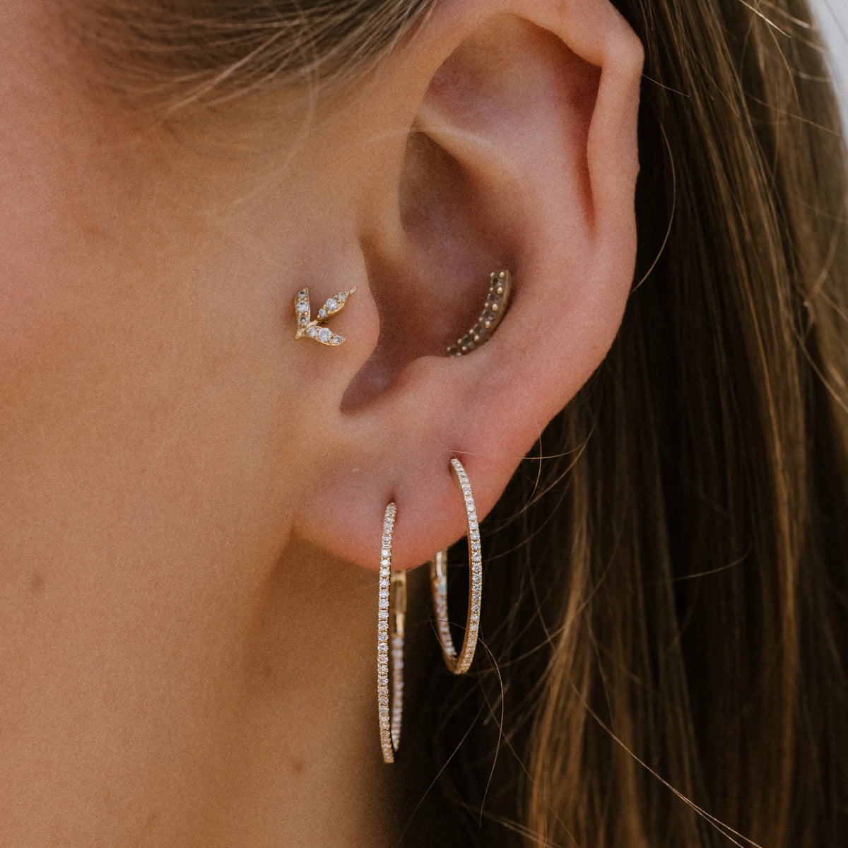 Diamond Pavé Inside Out Hoops (27mm)-Earrings-Mama Bijoux