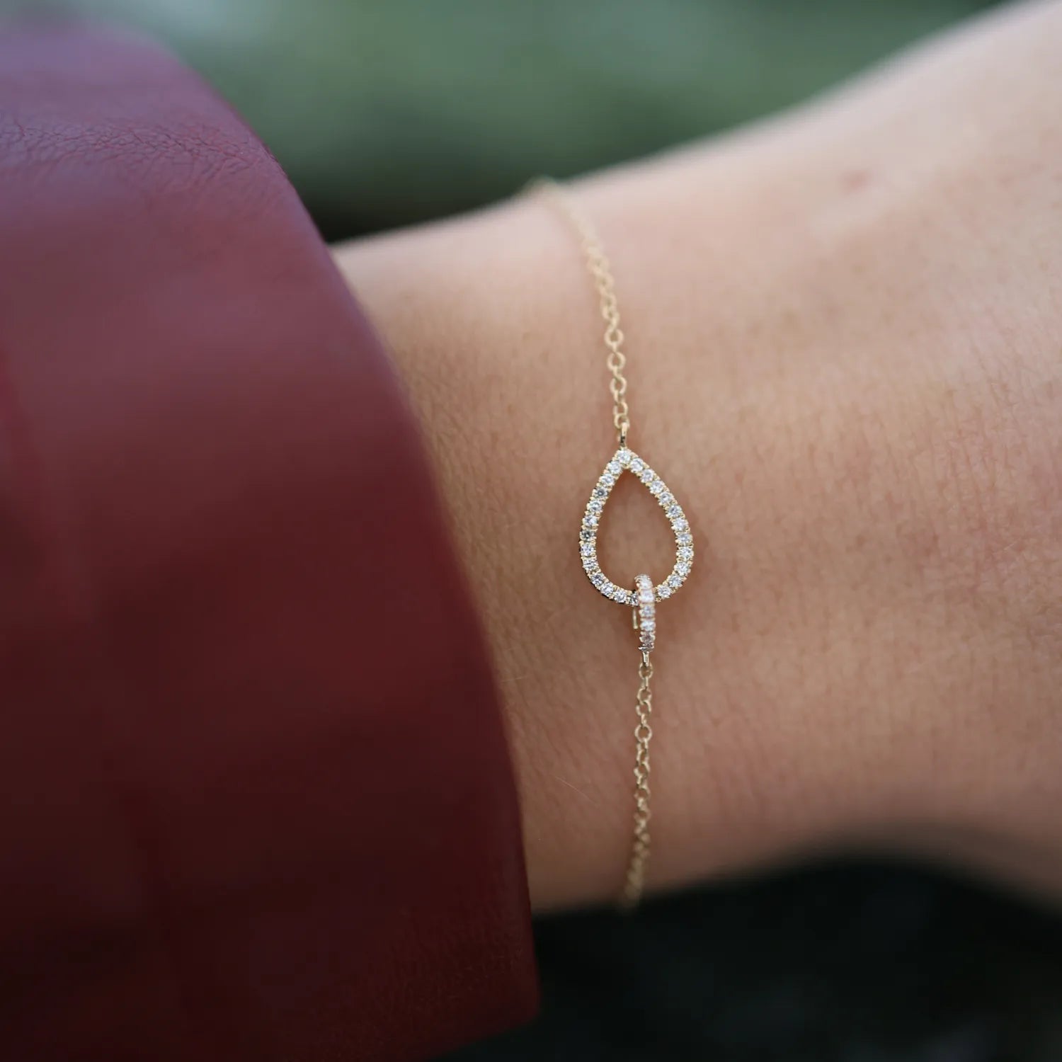 Diamond Pavé Open Pear Shaped Bracelet-Bracelets-Mama Bijoux