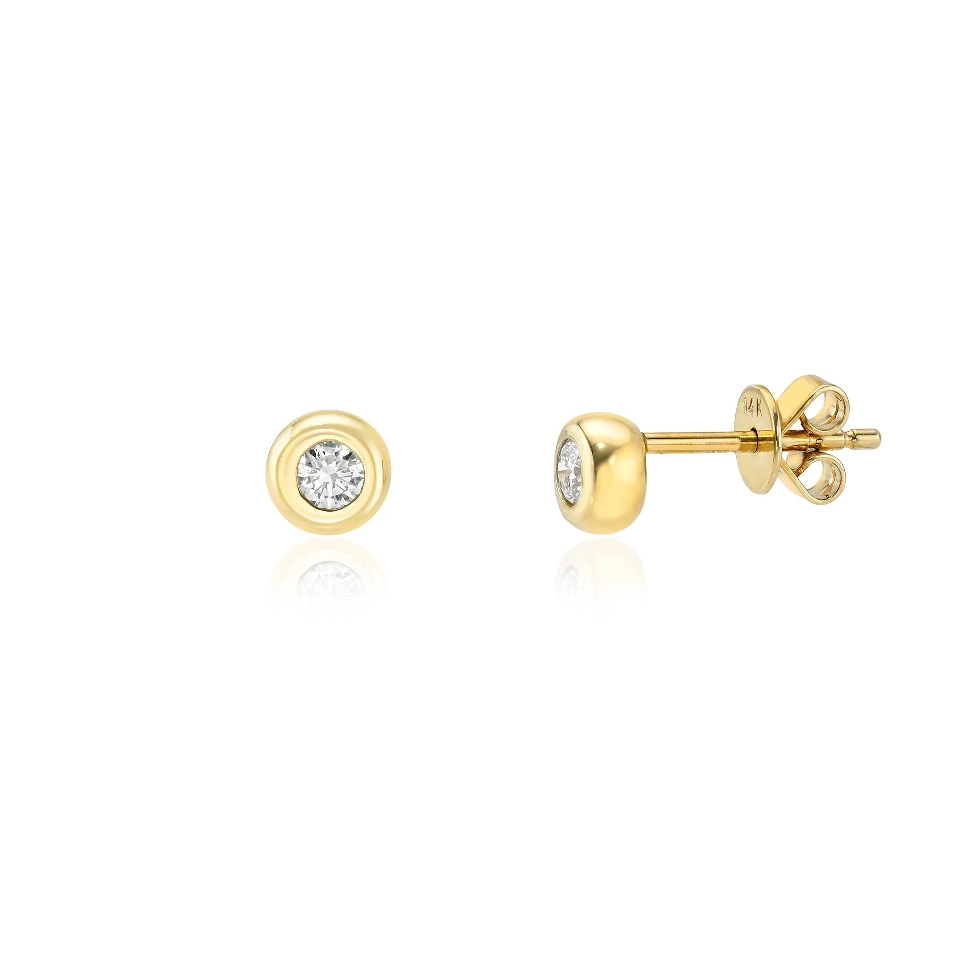 Diamond Pillow Bezel Stud-Earrings-Mama Bijoux
