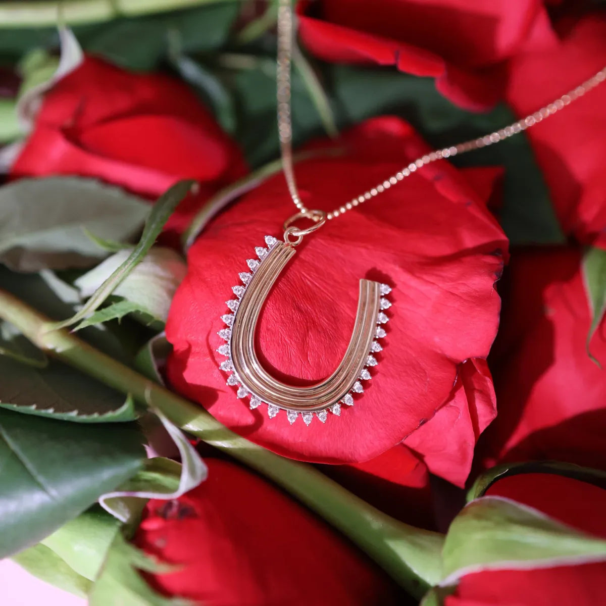 Diamond Spike Horseshoe Charm-Charms & Pendants-Mama Bijoux