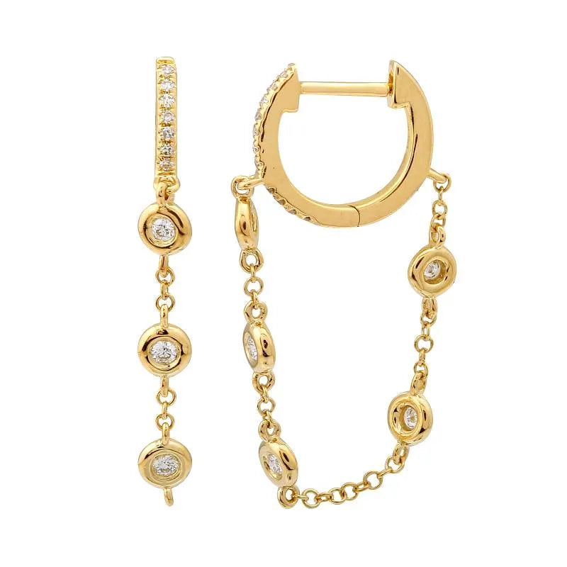 Diamonds by the Yard Chain Huggies-Earrings-Mama Bijoux-[14kgold]-[diamonds]-[heirloom_quality]-MamaBijoux