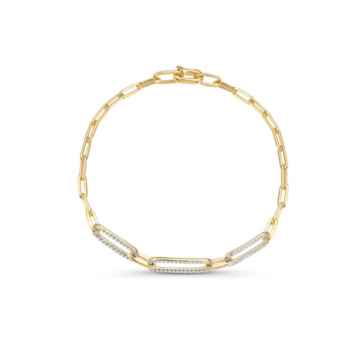 Dimond Link Trio Chain Bracelet-Bracelets-Mama Bijoux-[14kgold]-[diamonds]-[heirloom_quality]-MamaBijoux