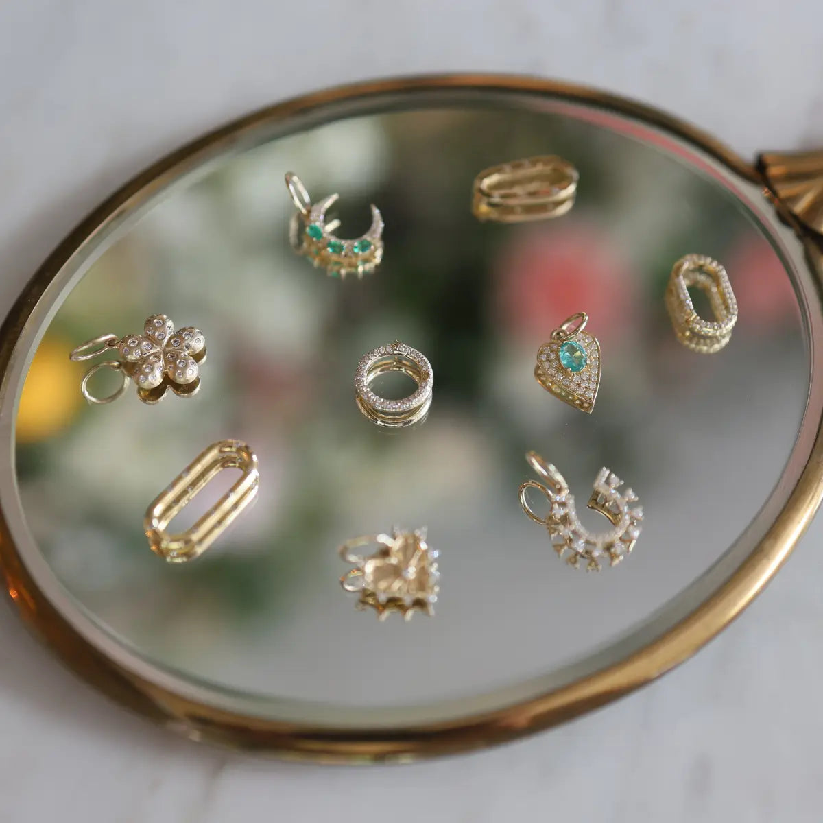 Domed Pavé Round Enhancer Mama Bijoux Fine Jewelry 14k yellow gold natural diamonds