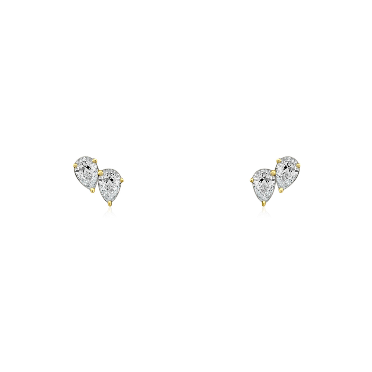 Double Mini Pear Shaped Diamond Studs-Earrings-Mama Bijoux-[14kgold]-[diamonds]-[heirloom_quality]-MamaBijoux