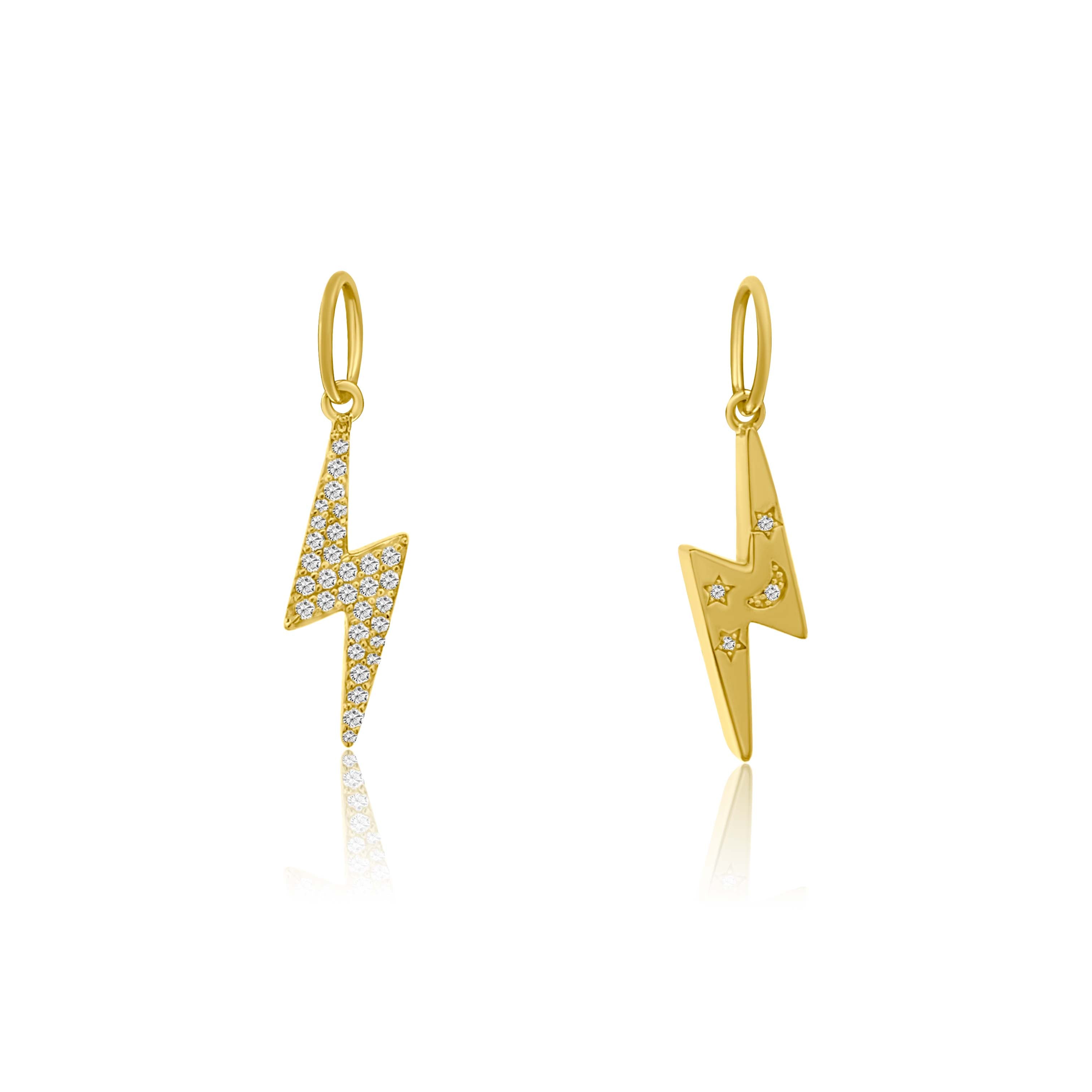 Double Sided Diamond Lightning Bolt Charm-Charms & Pendants-Mama Bijoux-[14kgold]-[diamonds]-[heirloom_quality]-MamaBijoux