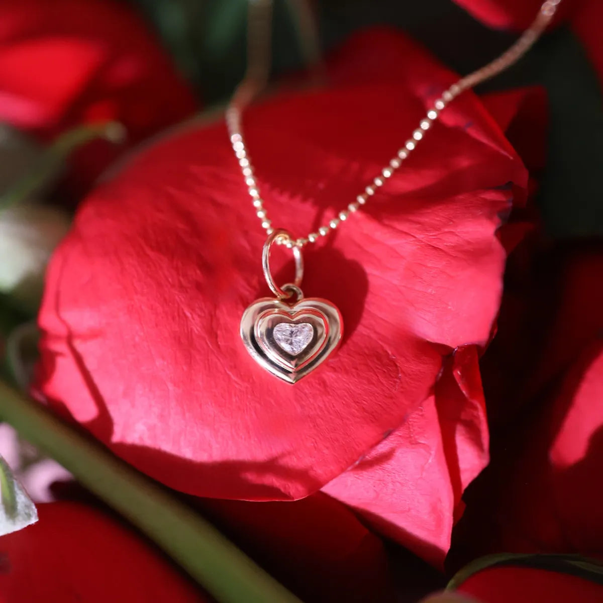 Double Bezel Heart Charm-Charms & Pendants-Mama Bijoux