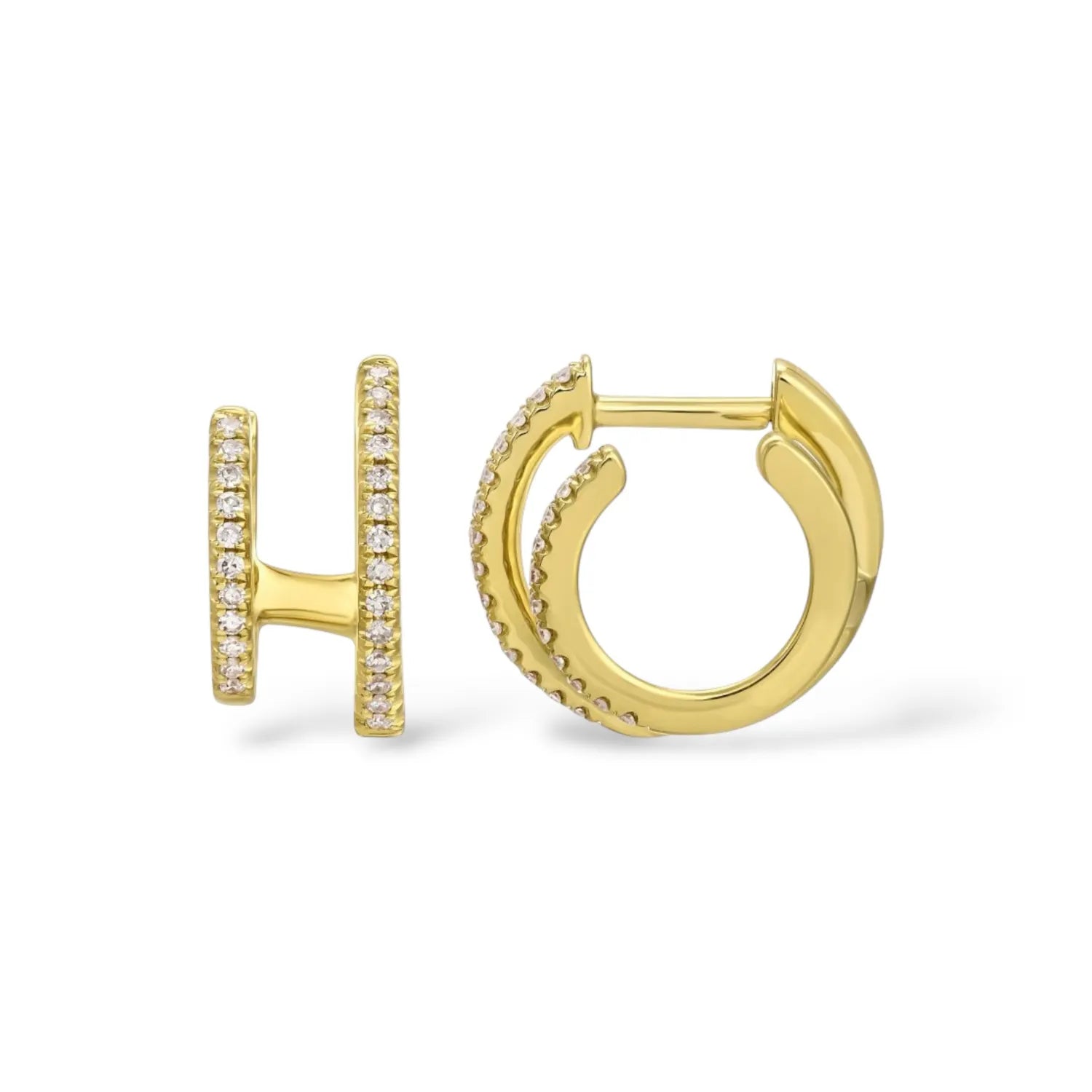 Double Pavé Huggies